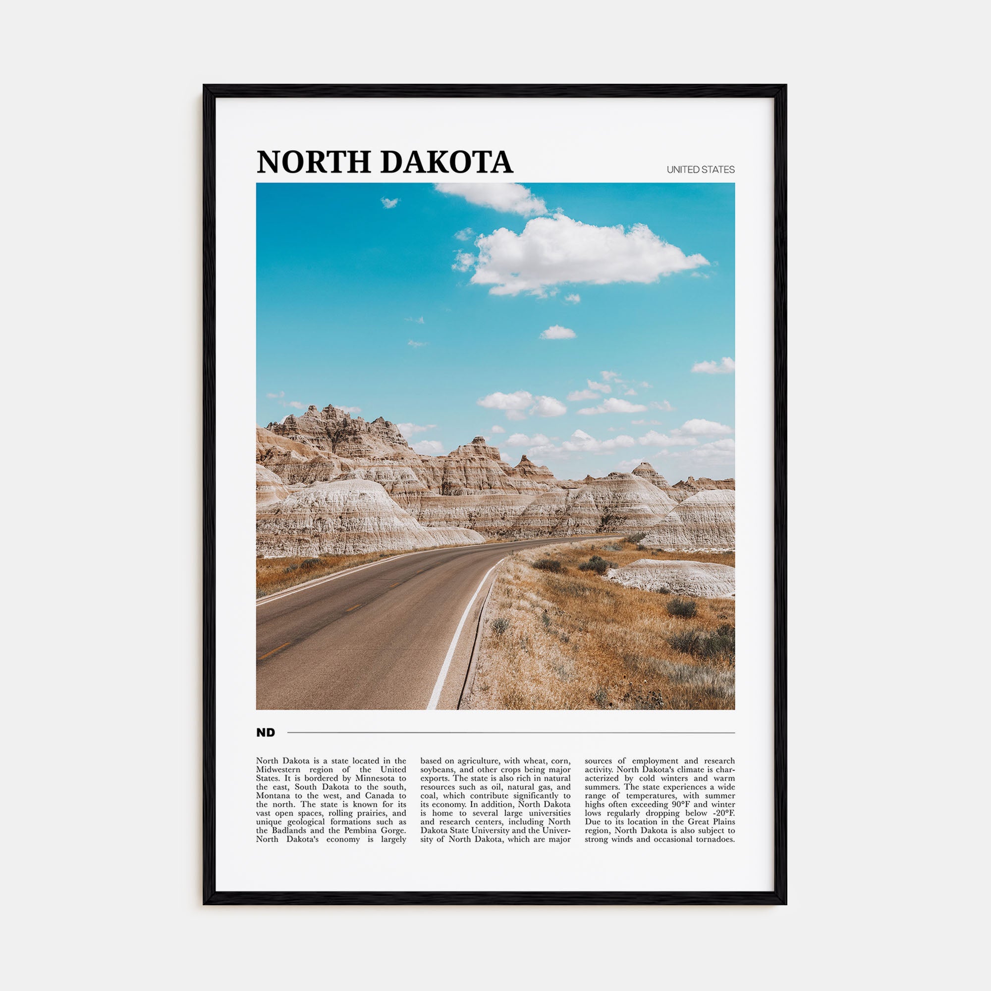 North Dakota Travel Color Poster