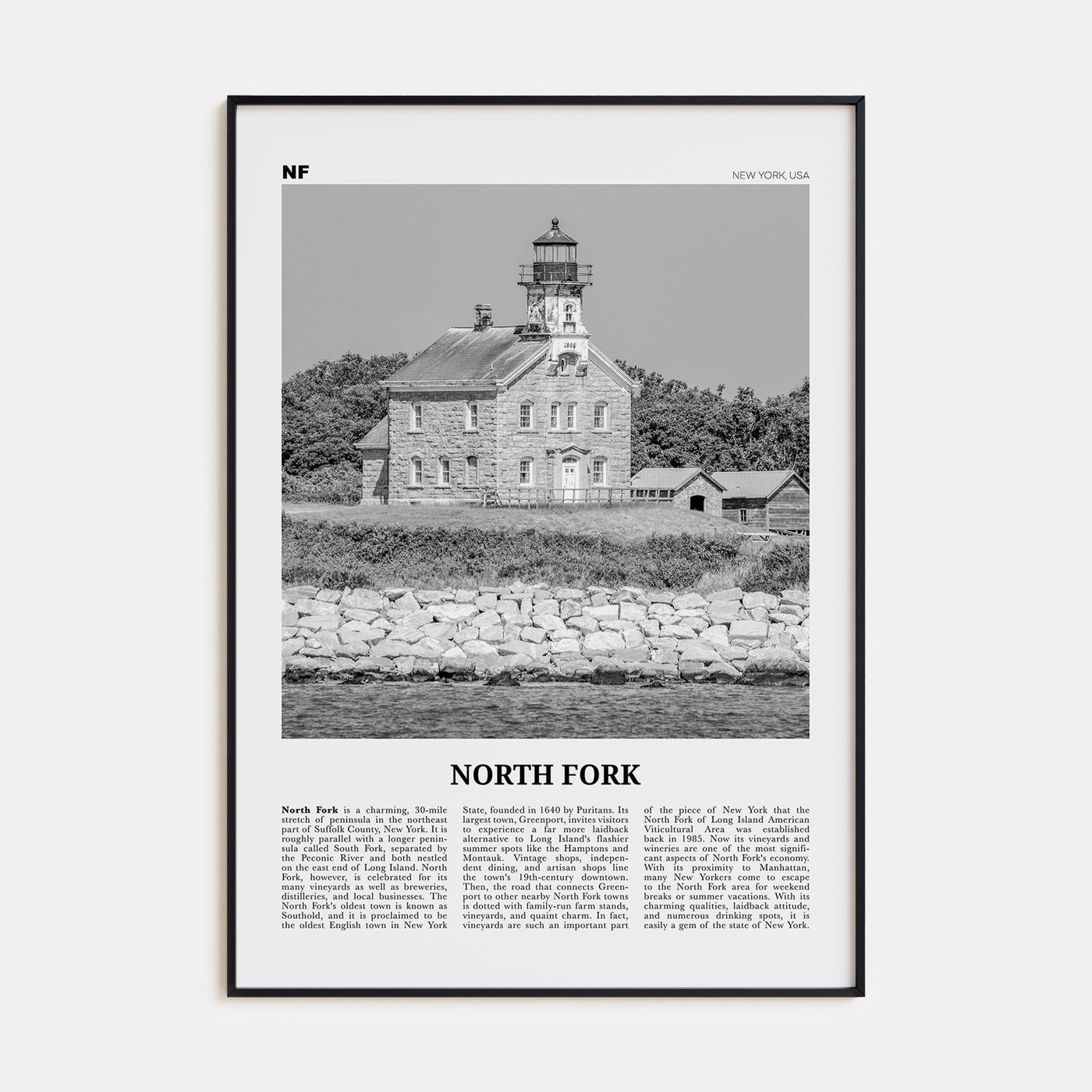 North Fork Travel B&W Poster