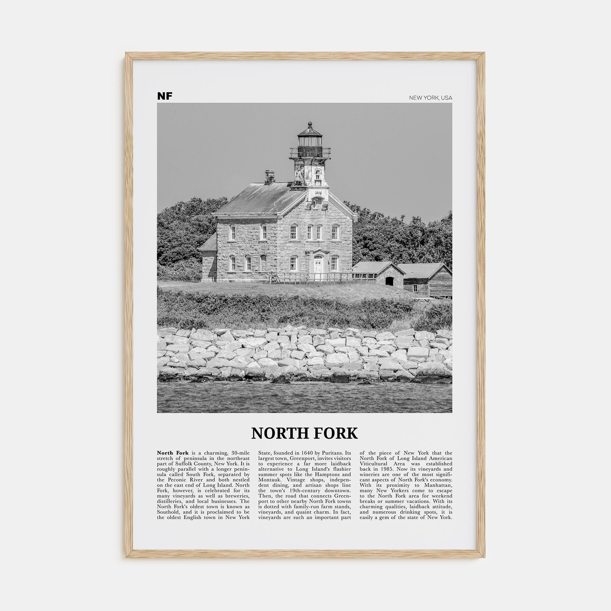 North Fork Travel B&W Poster