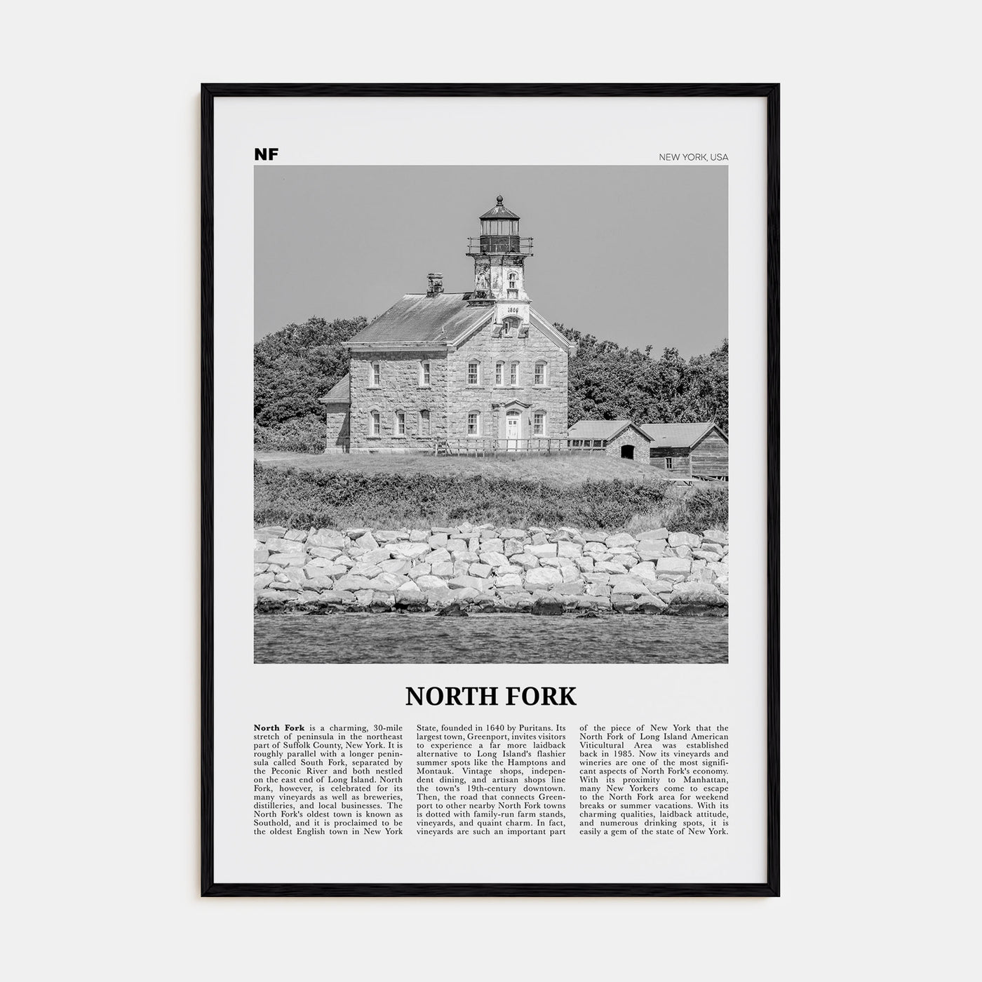 North Fork Travel B&W Poster