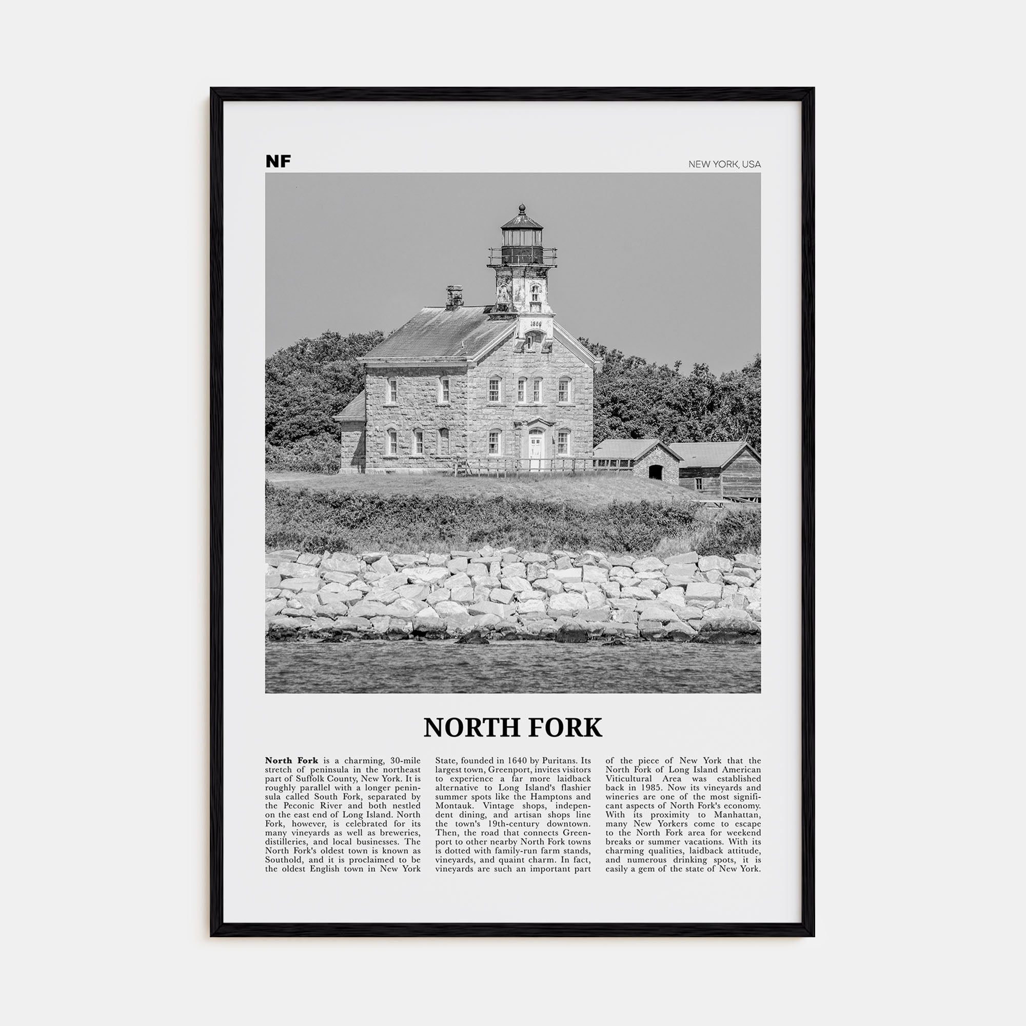 North Fork Travel B&W Poster