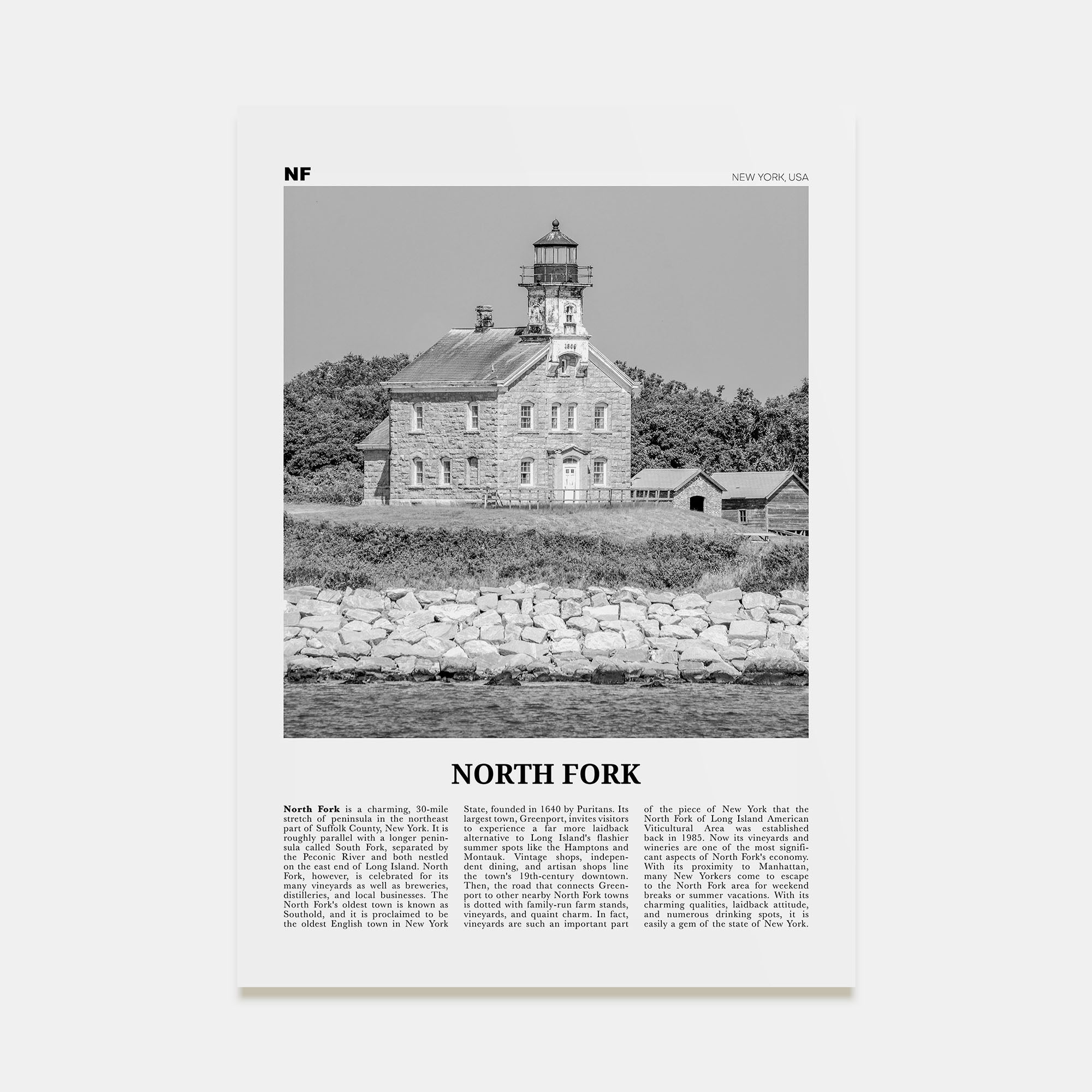 North Fork Travel B&W Poster