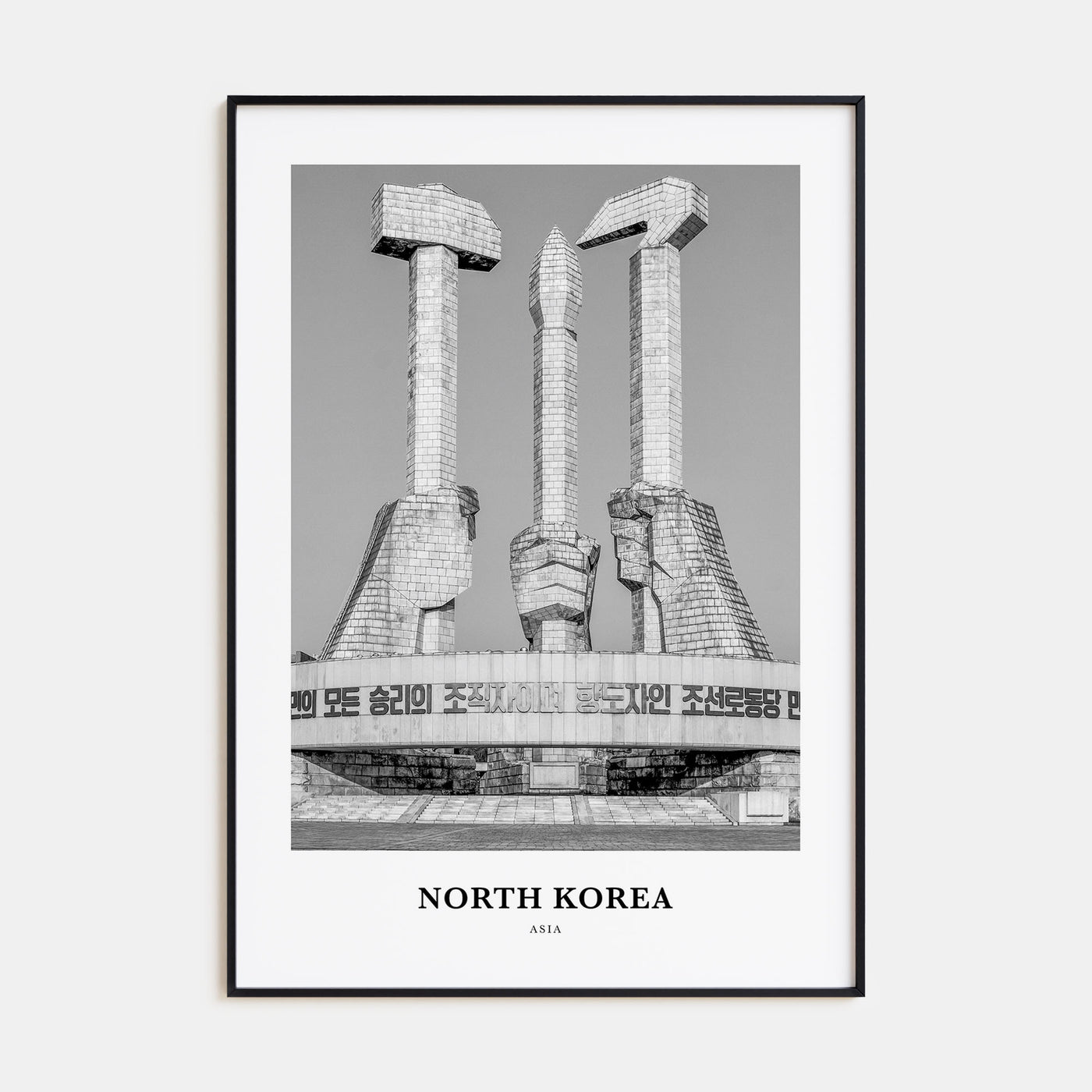 North Korea Portrait B&W Poster
