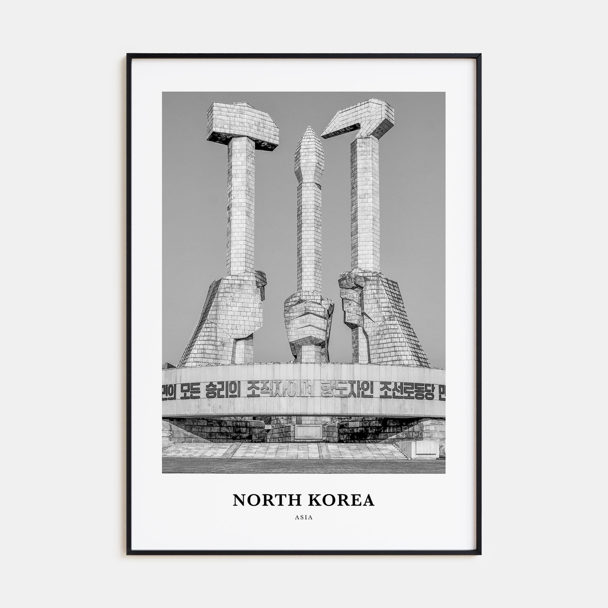 North Korea Portrait B&W Poster