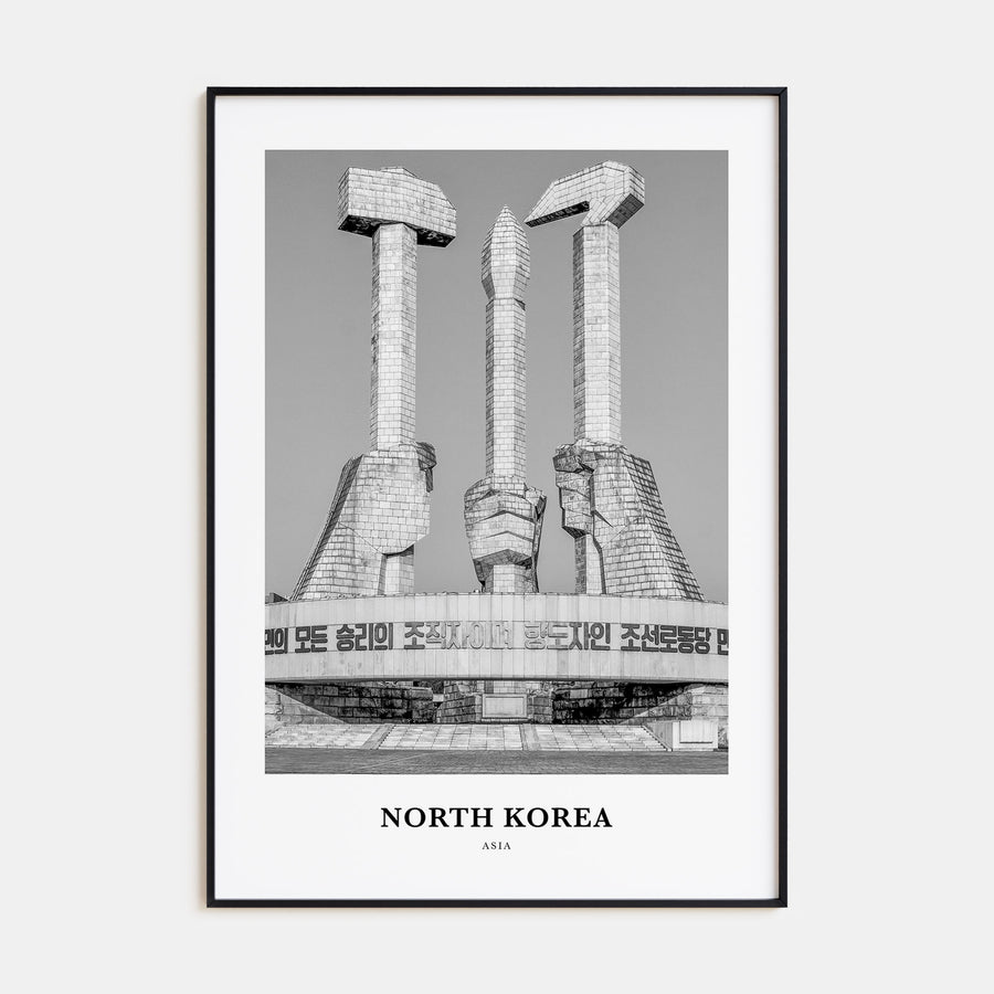 North Korea Portrait B&W Poster
