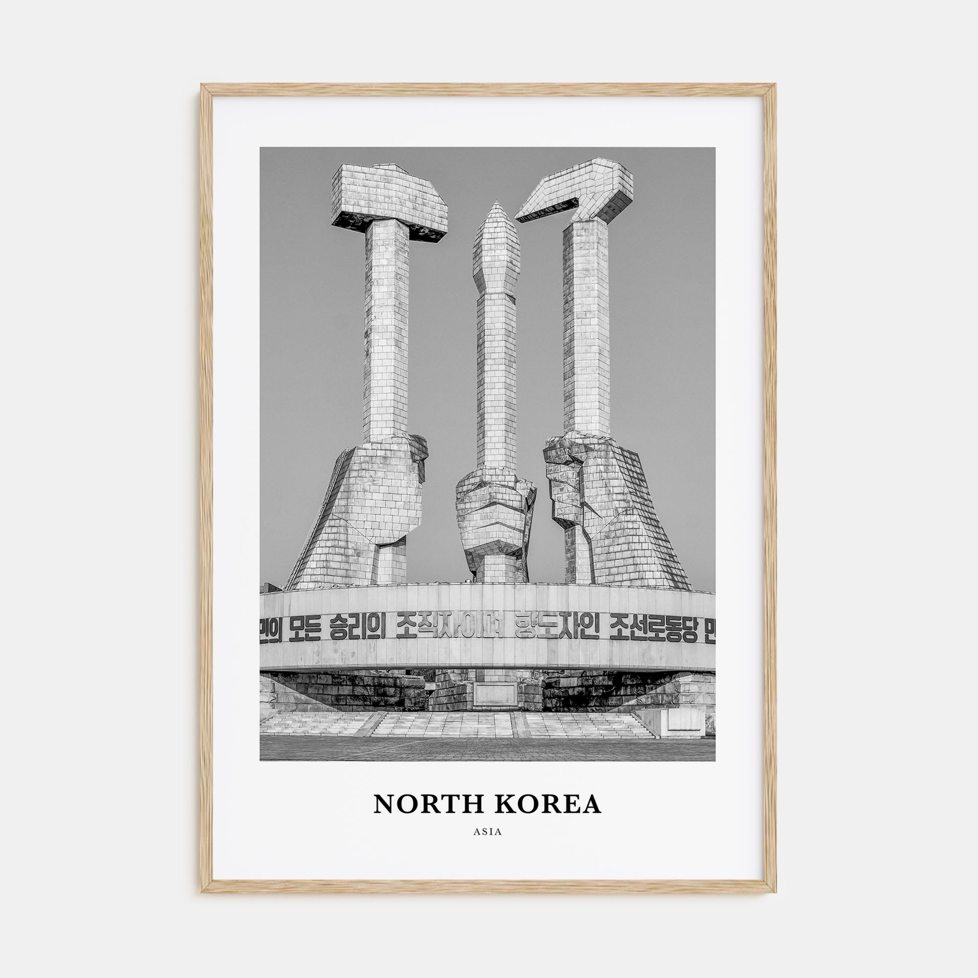 North Korea Portrait B&W Poster