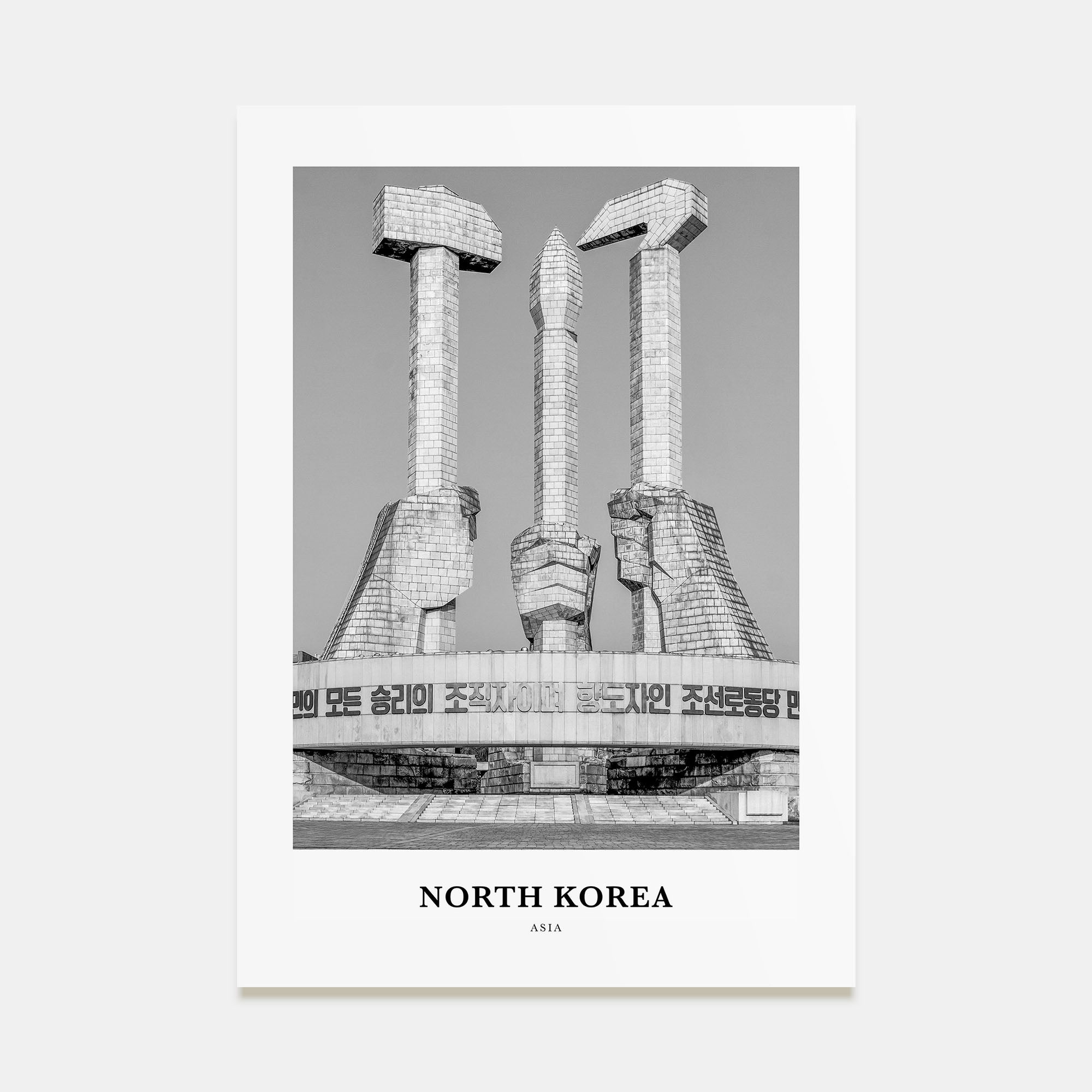 North Korea Portrait B&W Poster