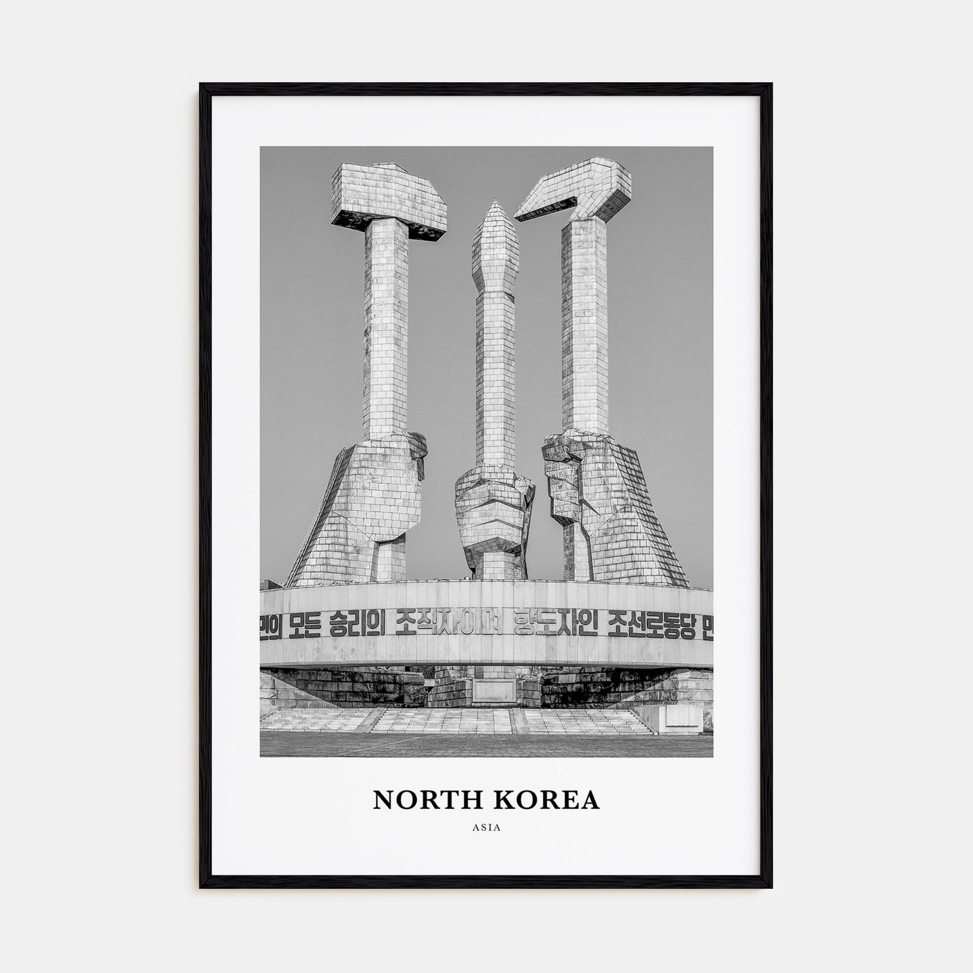 North Korea Portrait B&W Poster