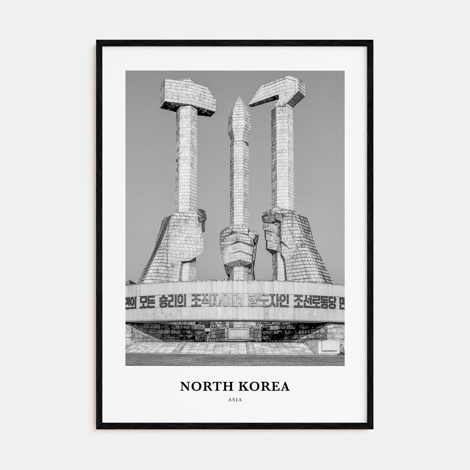 North Korea Portrait B&W Poster