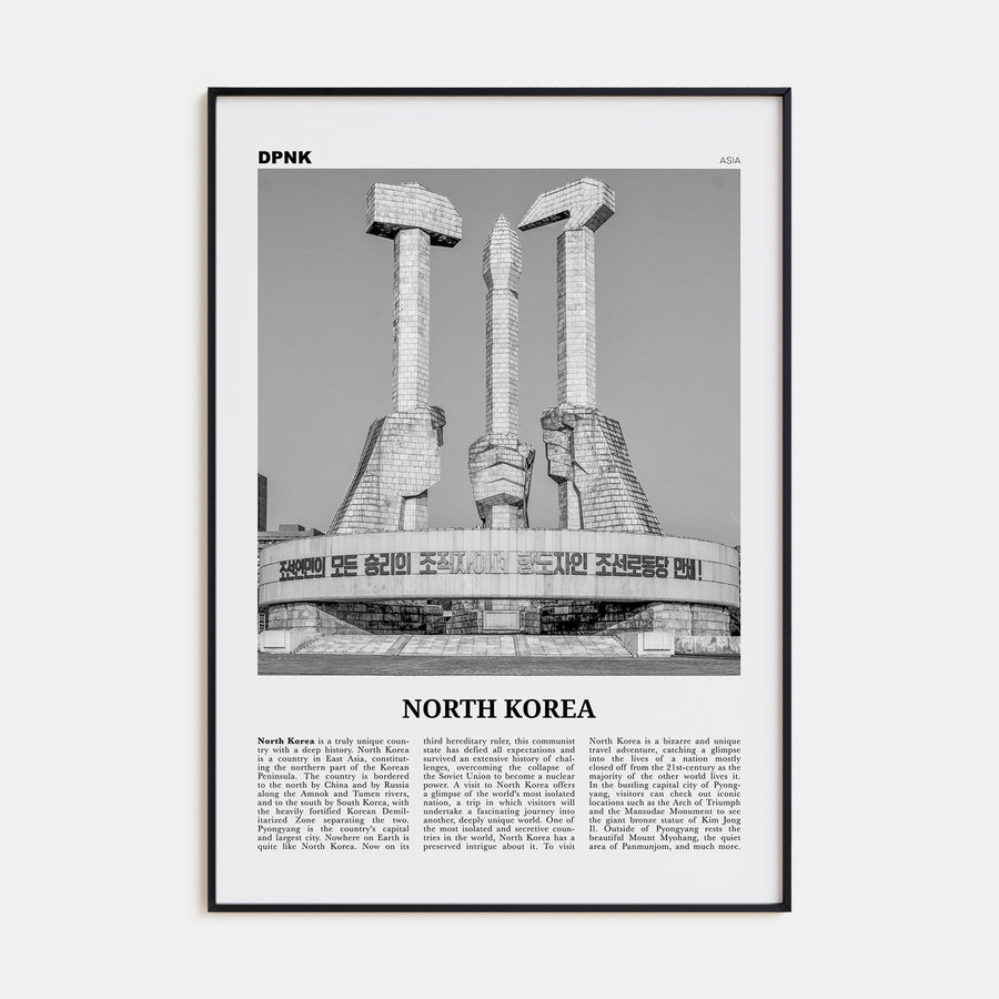 North Korea Travel B&W Poster