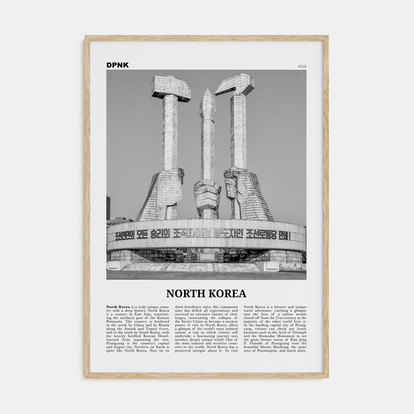 North Korea Travel B&W Poster