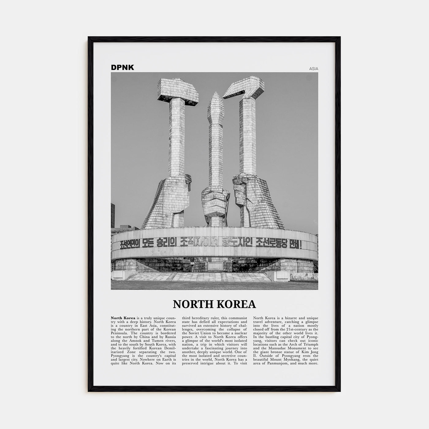 North Korea Travel B&W Poster