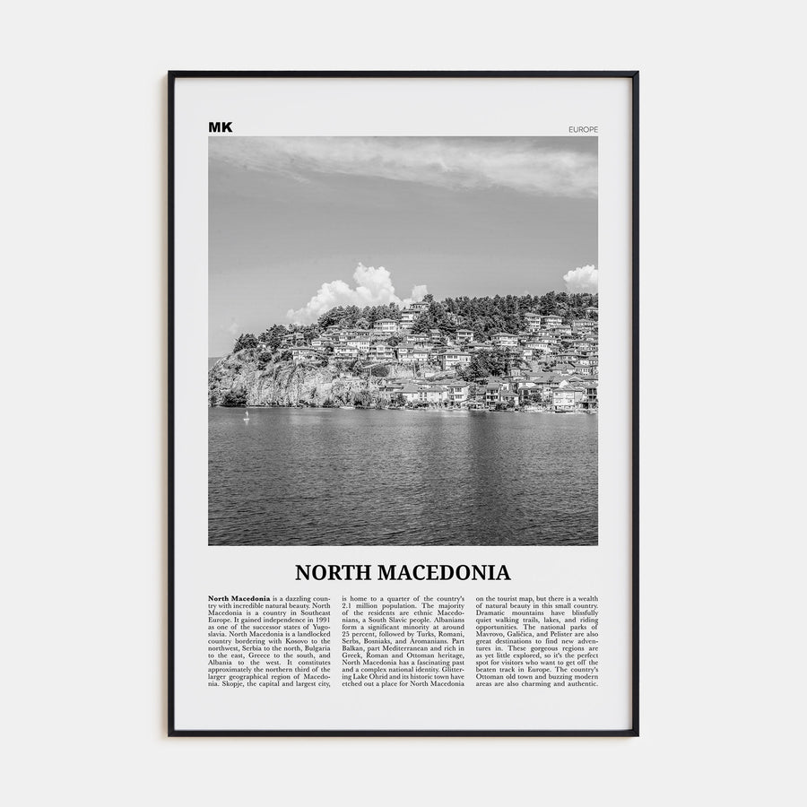 North Macedonia Travel B&W Poster