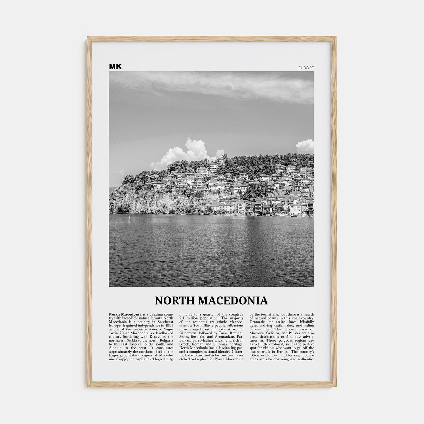 North Macedonia Travel B&W Poster