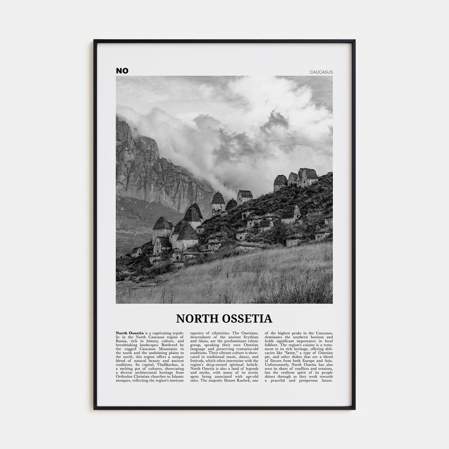 North Ossetia Travel B&W Poster