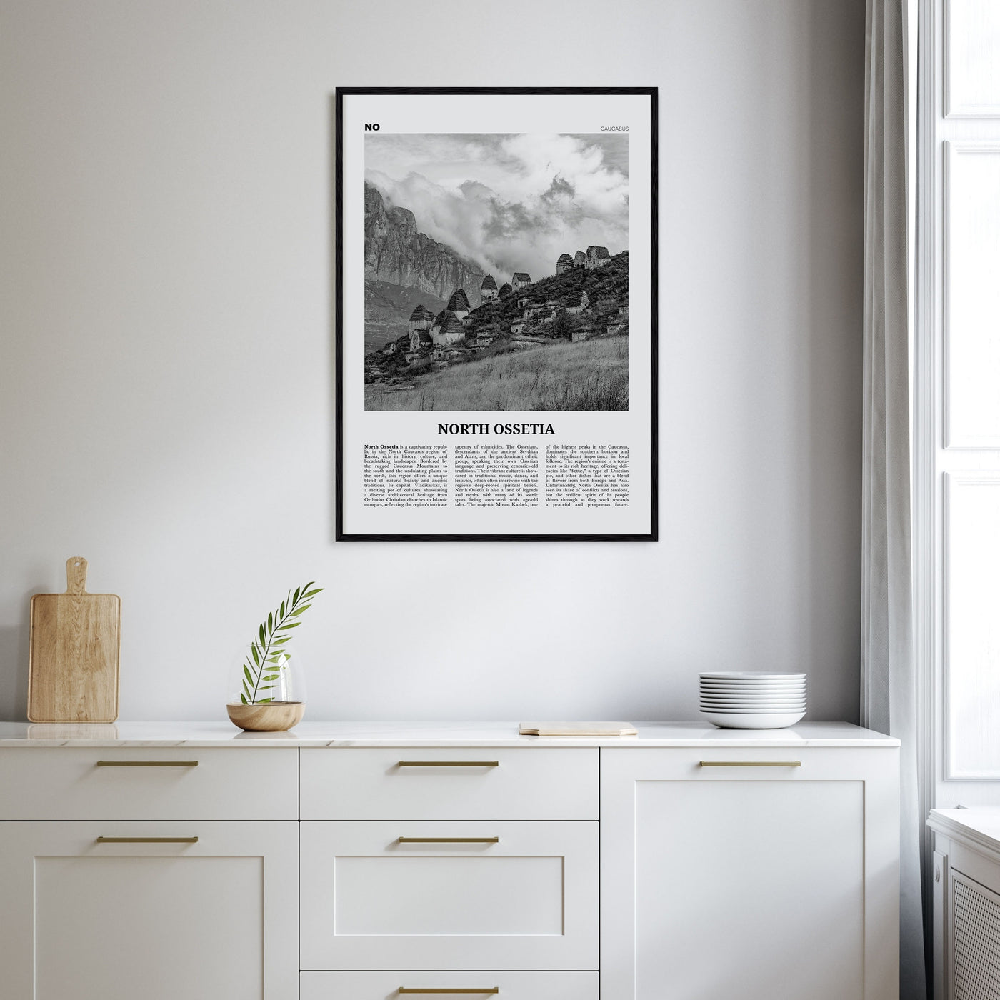 North Ossetia Travel B&W Poster