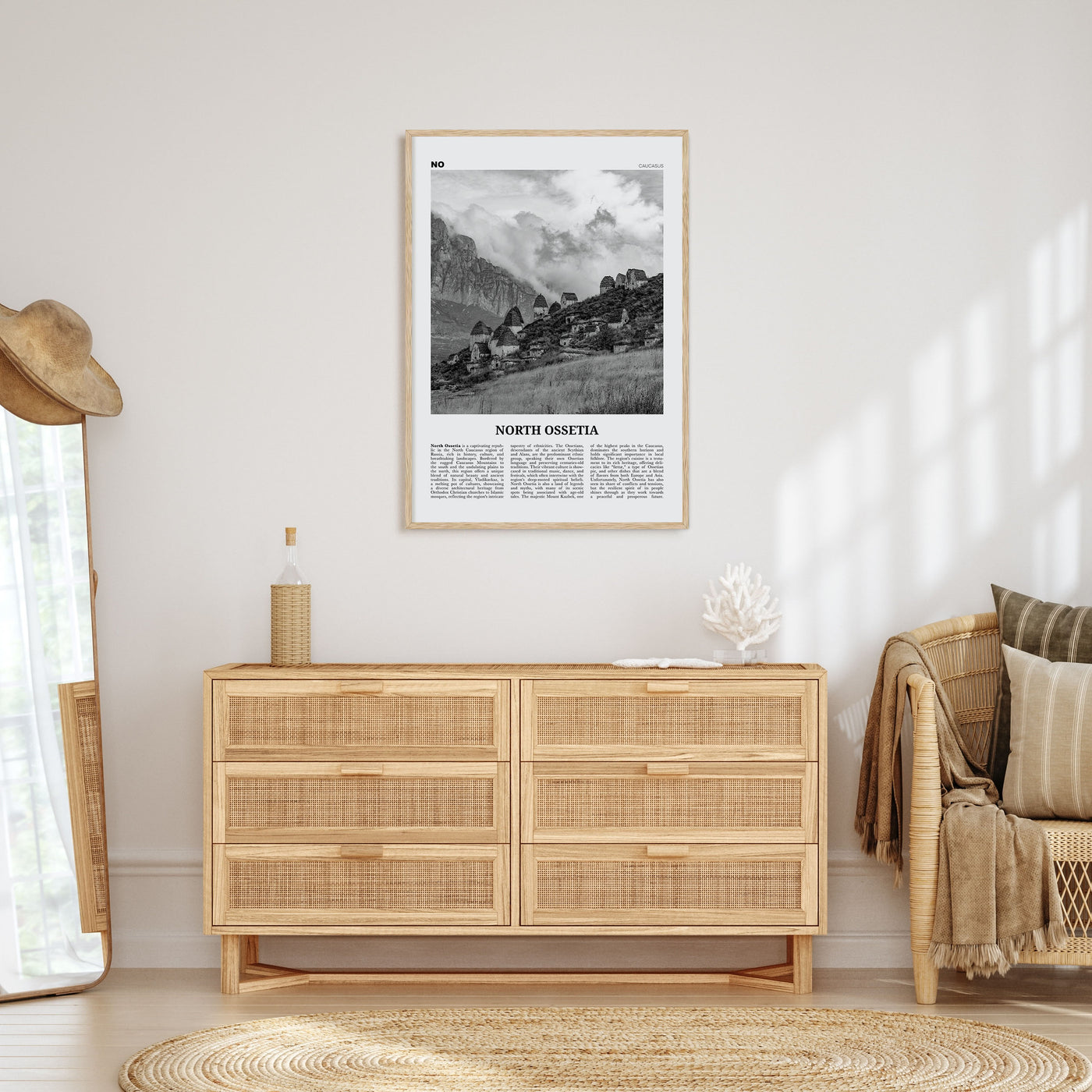 North Ossetia Travel B&W Poster