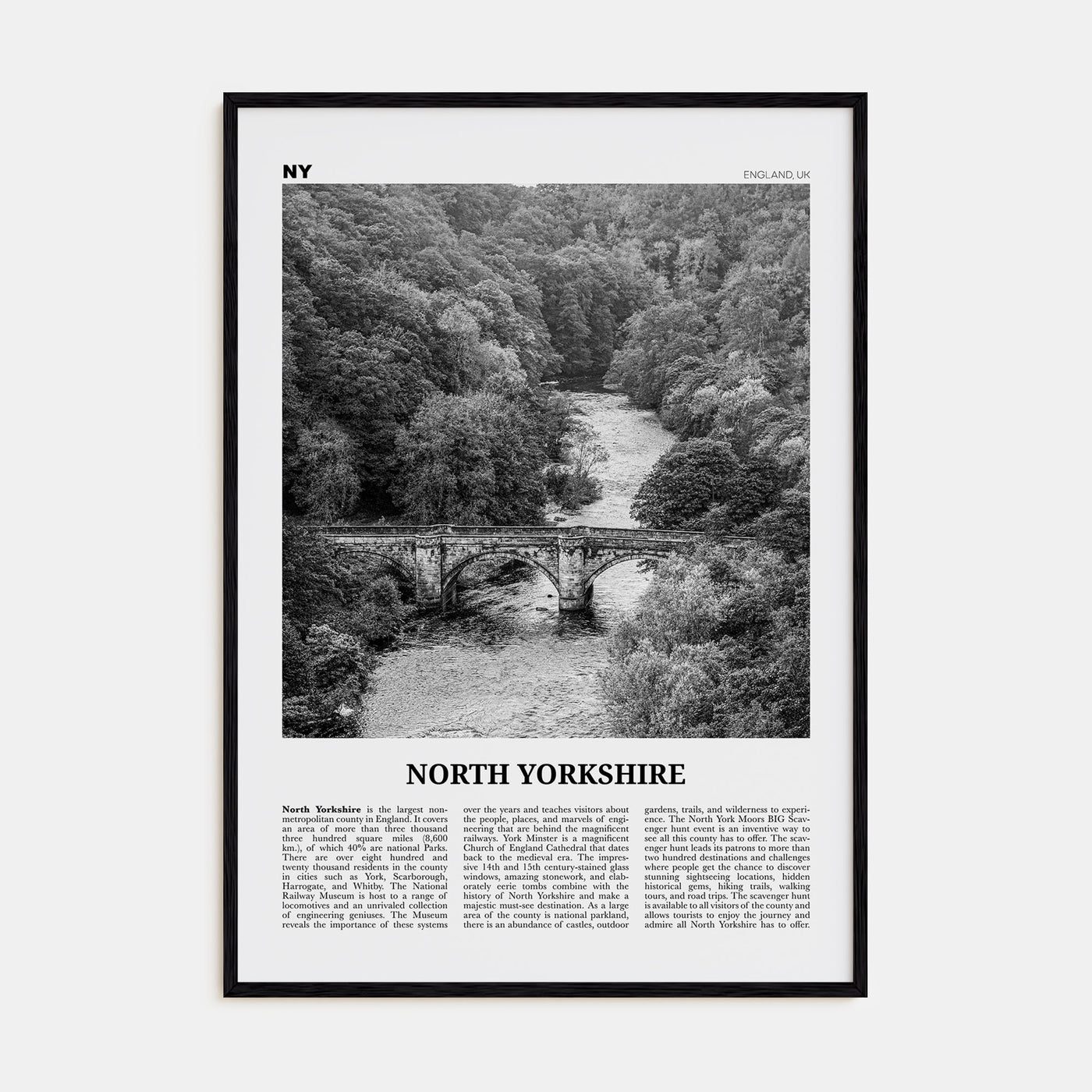 North Yorkshire Travel B&W Poster