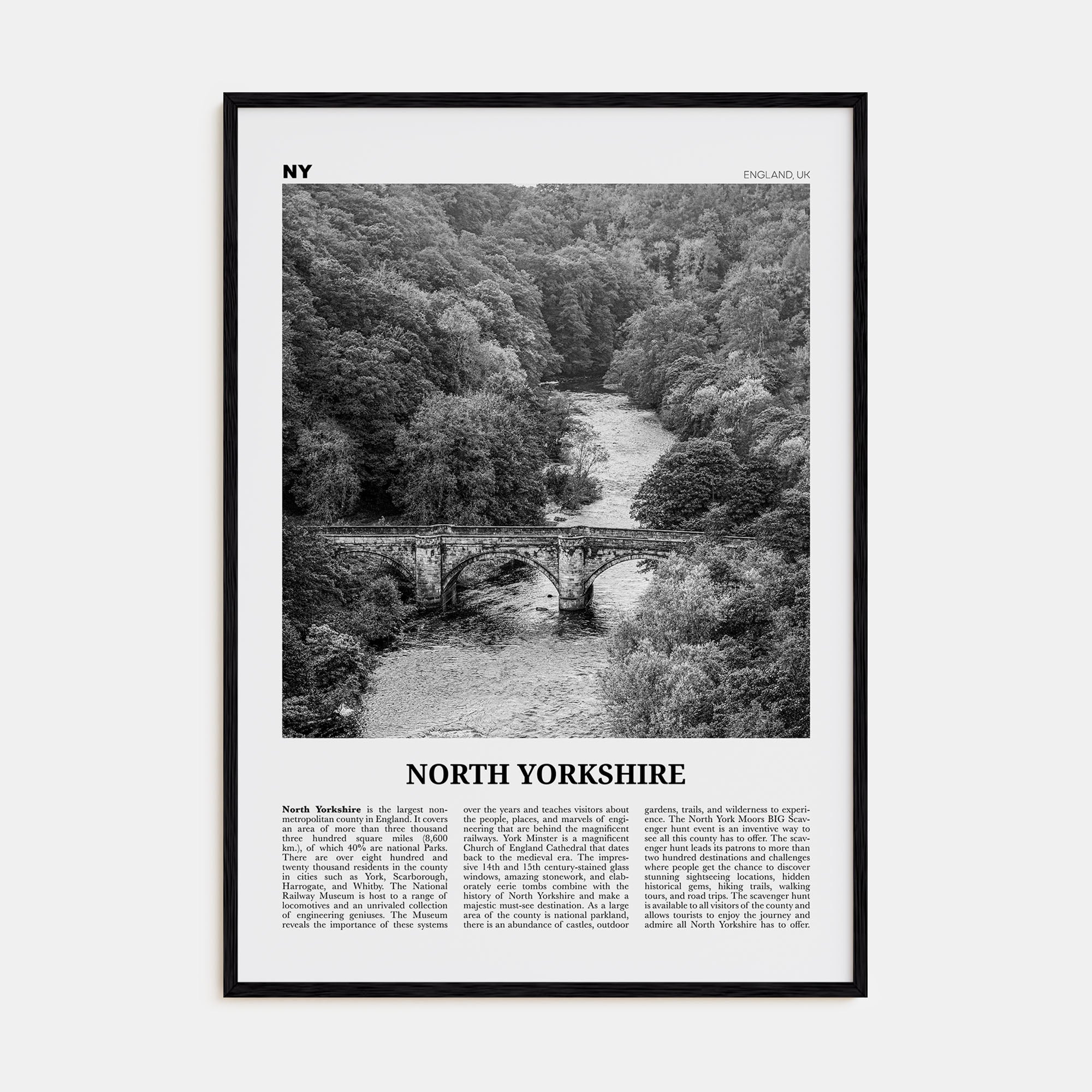 North Yorkshire Travel B&W Poster