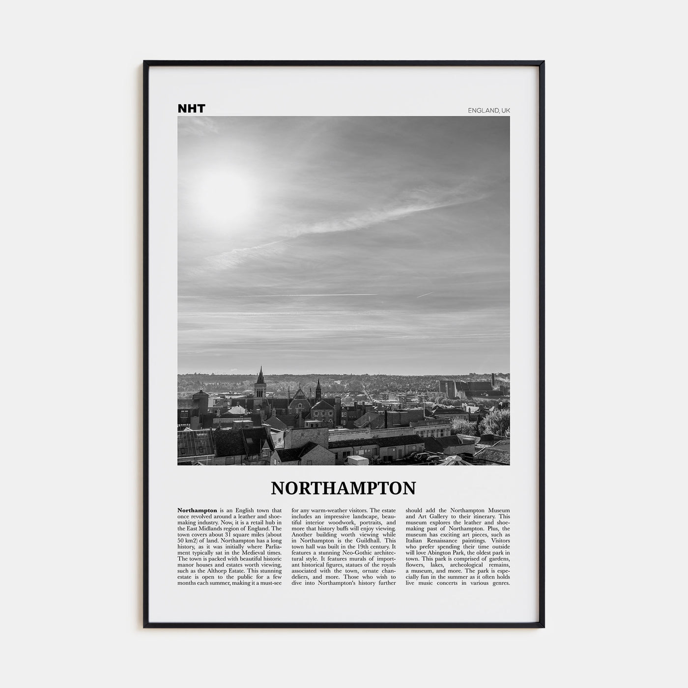 Northampton Travel B&W Poster