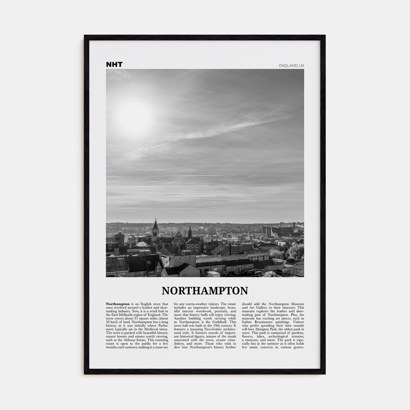 Northampton Travel B&W Poster