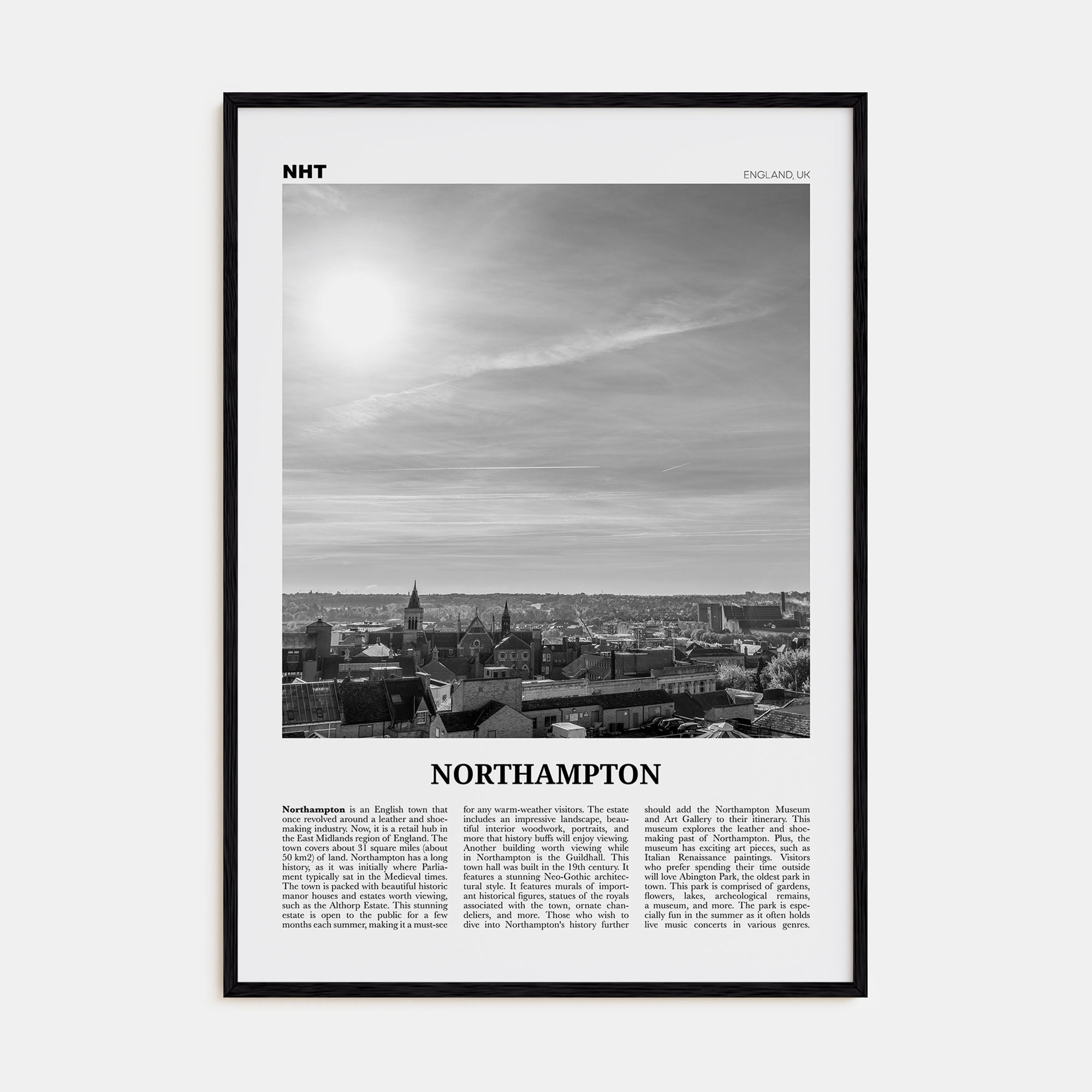 Northampton Travel B&W Poster