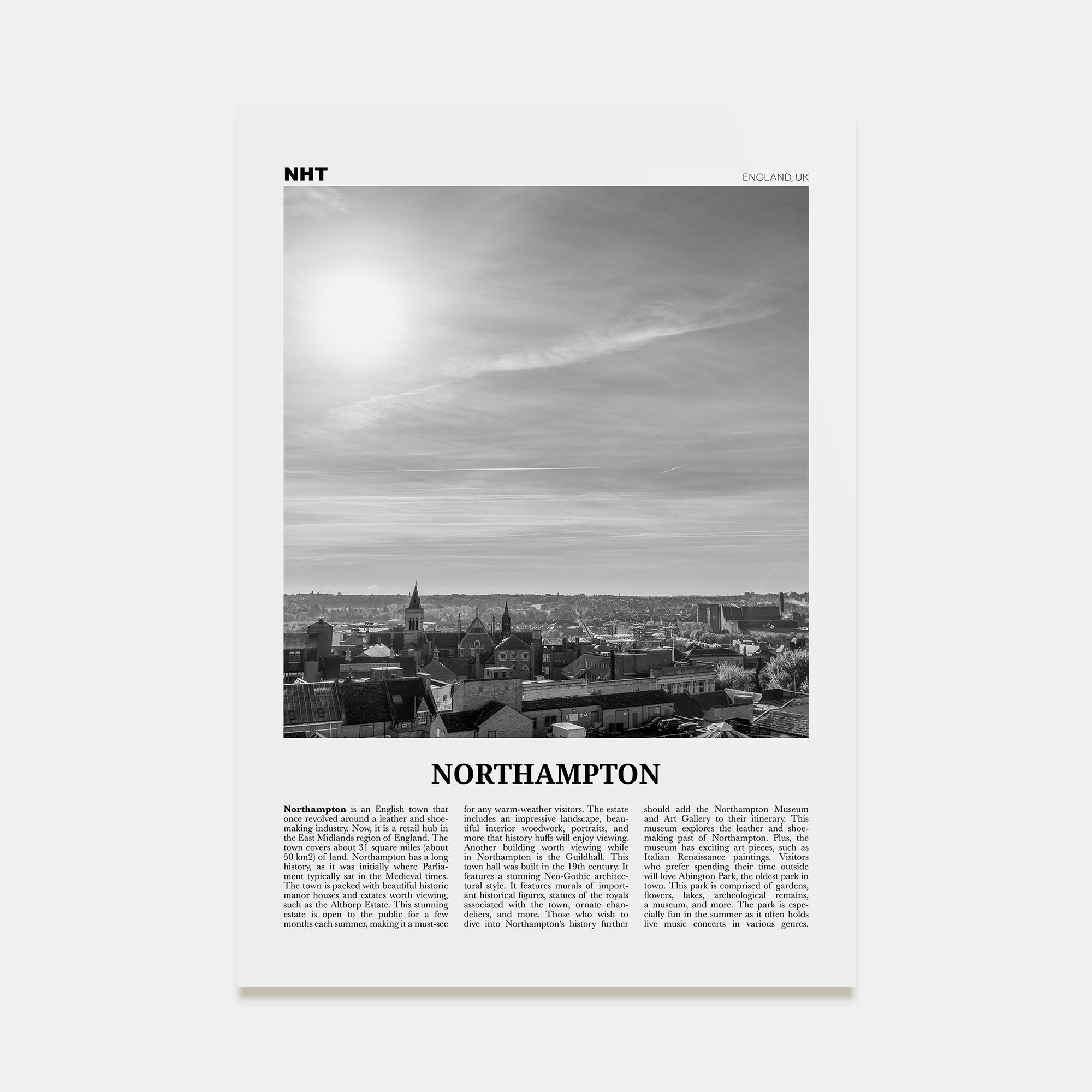 Northampton Travel B&W Poster