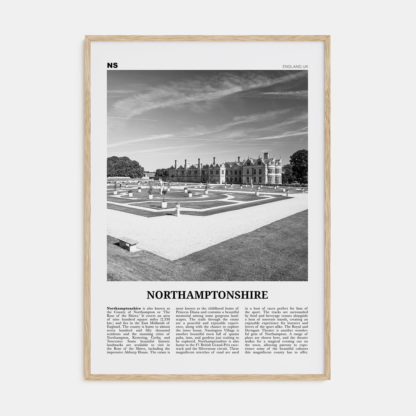 Northamptonshire Travel B&W Poster
