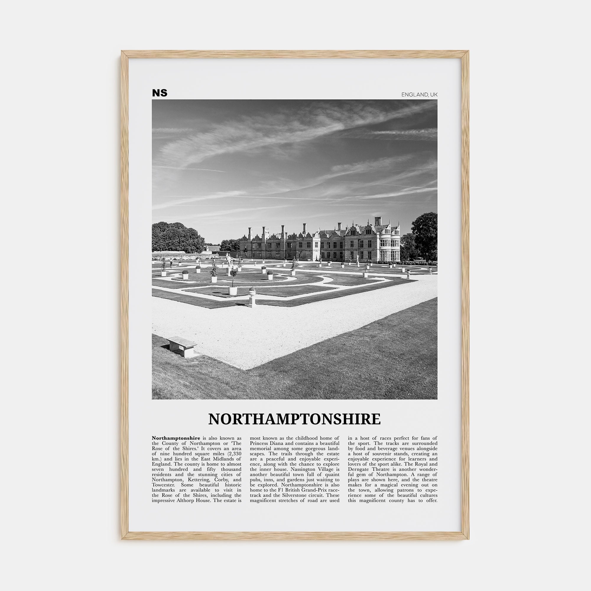 Northamptonshire Travel B&W Poster