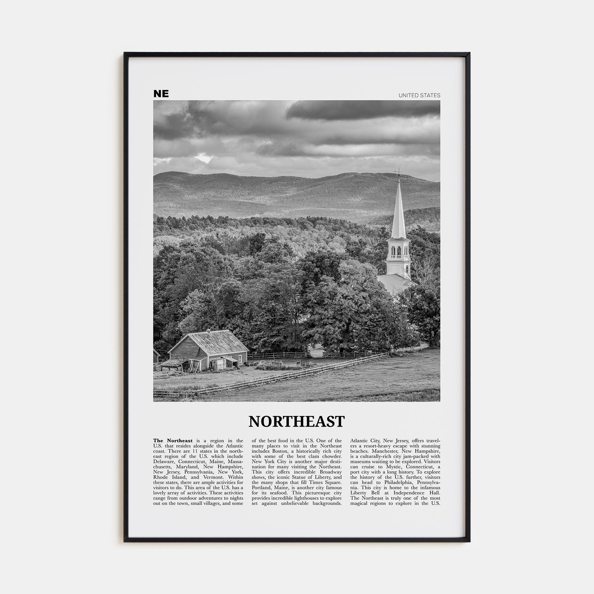 Northeast Travel B&W Poster