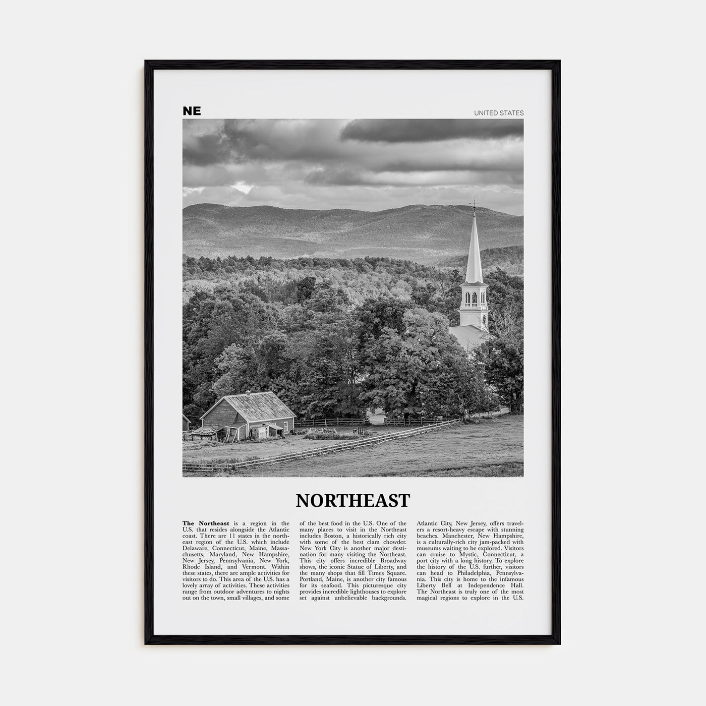Northeast Travel B&W Poster