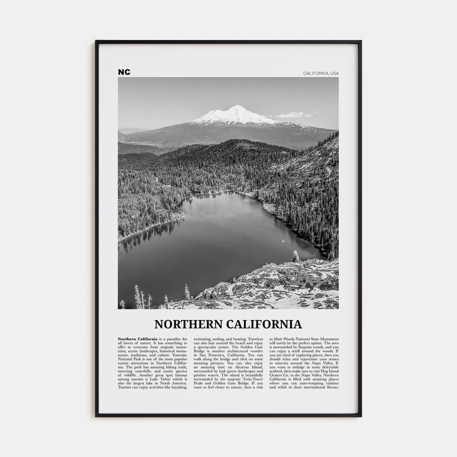 Northern California Travel B&W Poster