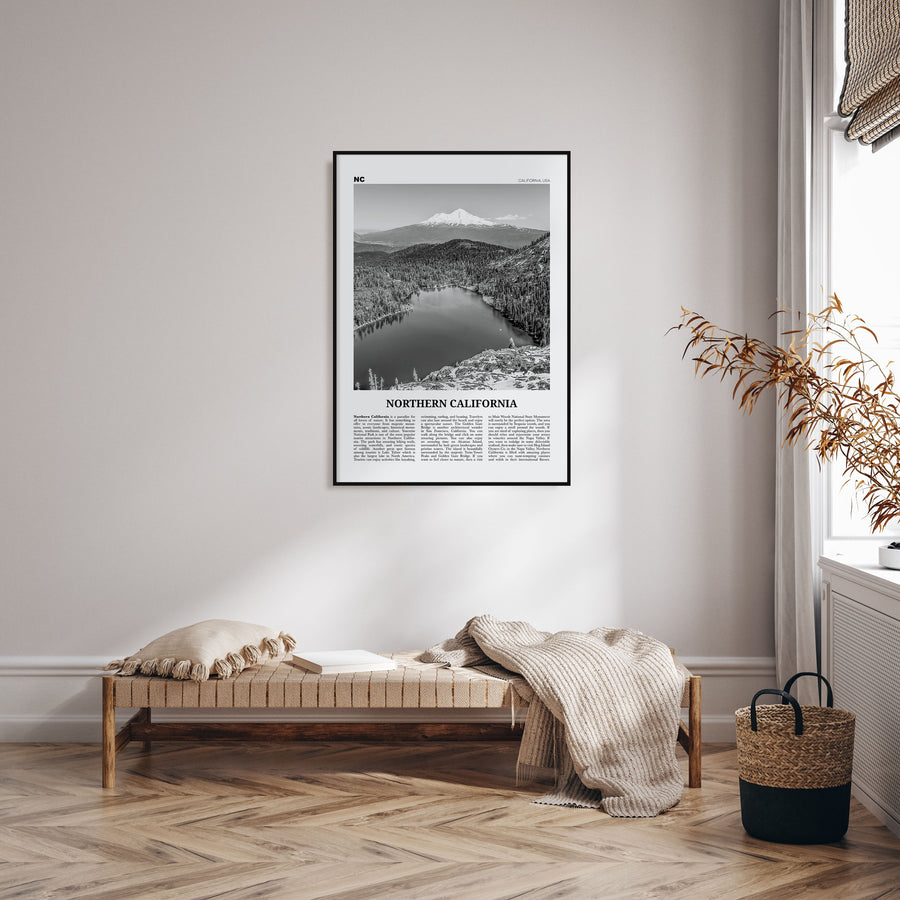Northern California Travel B&W Poster