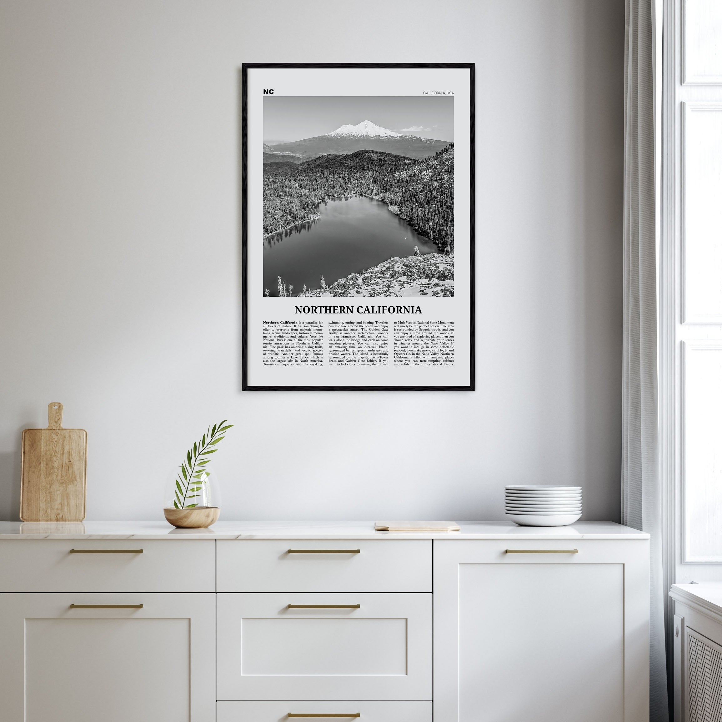 Northern California Travel B&W Poster