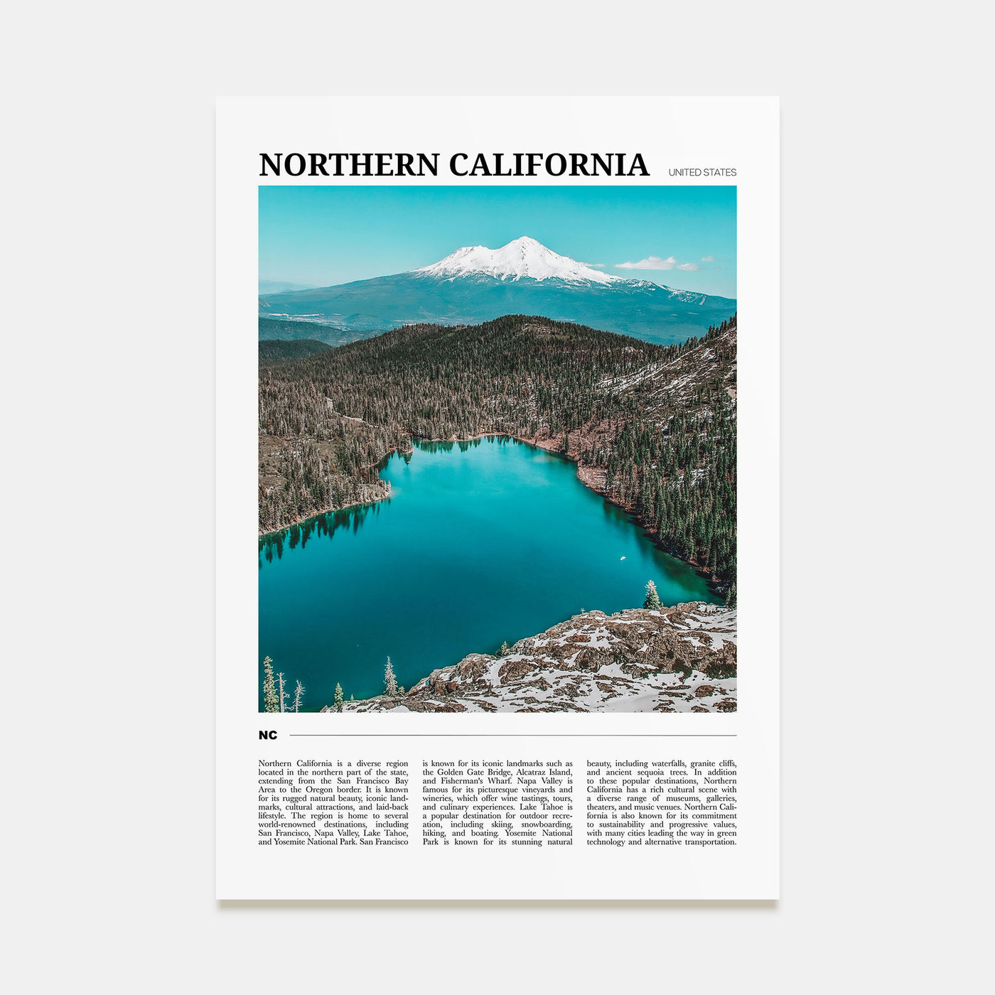 Northern California Travel Color Poster
