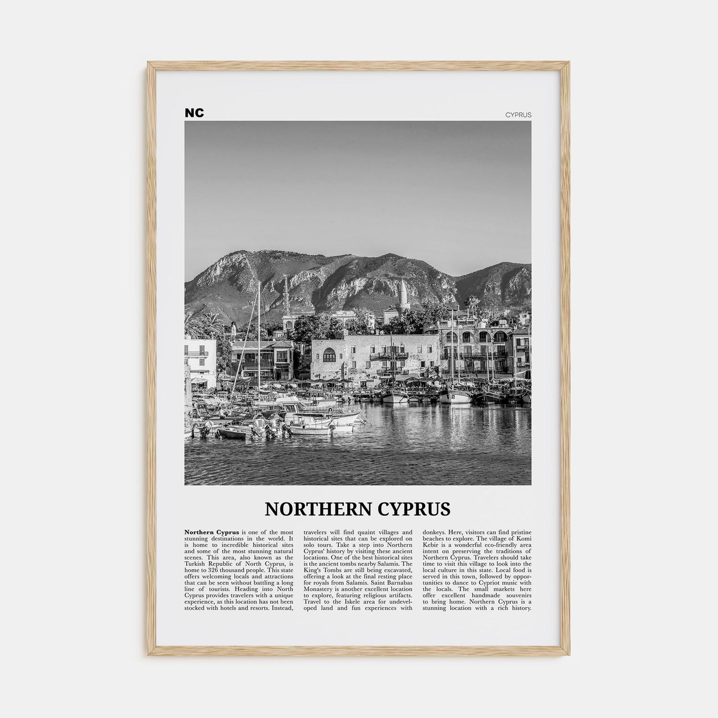 Northern Cyprus Travel B&W Poster