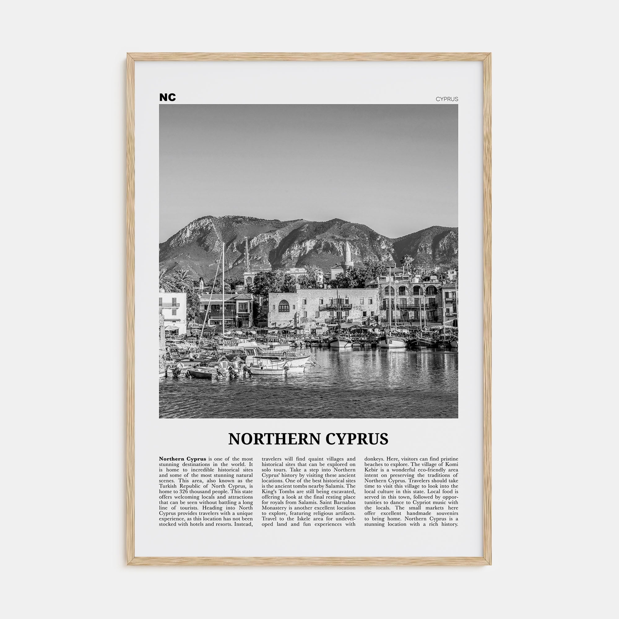 Northern Cyprus Travel B&W Poster