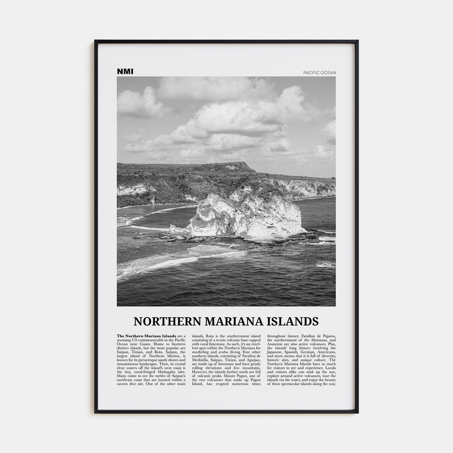 Northern Mariana Islands Travel B&W Poster