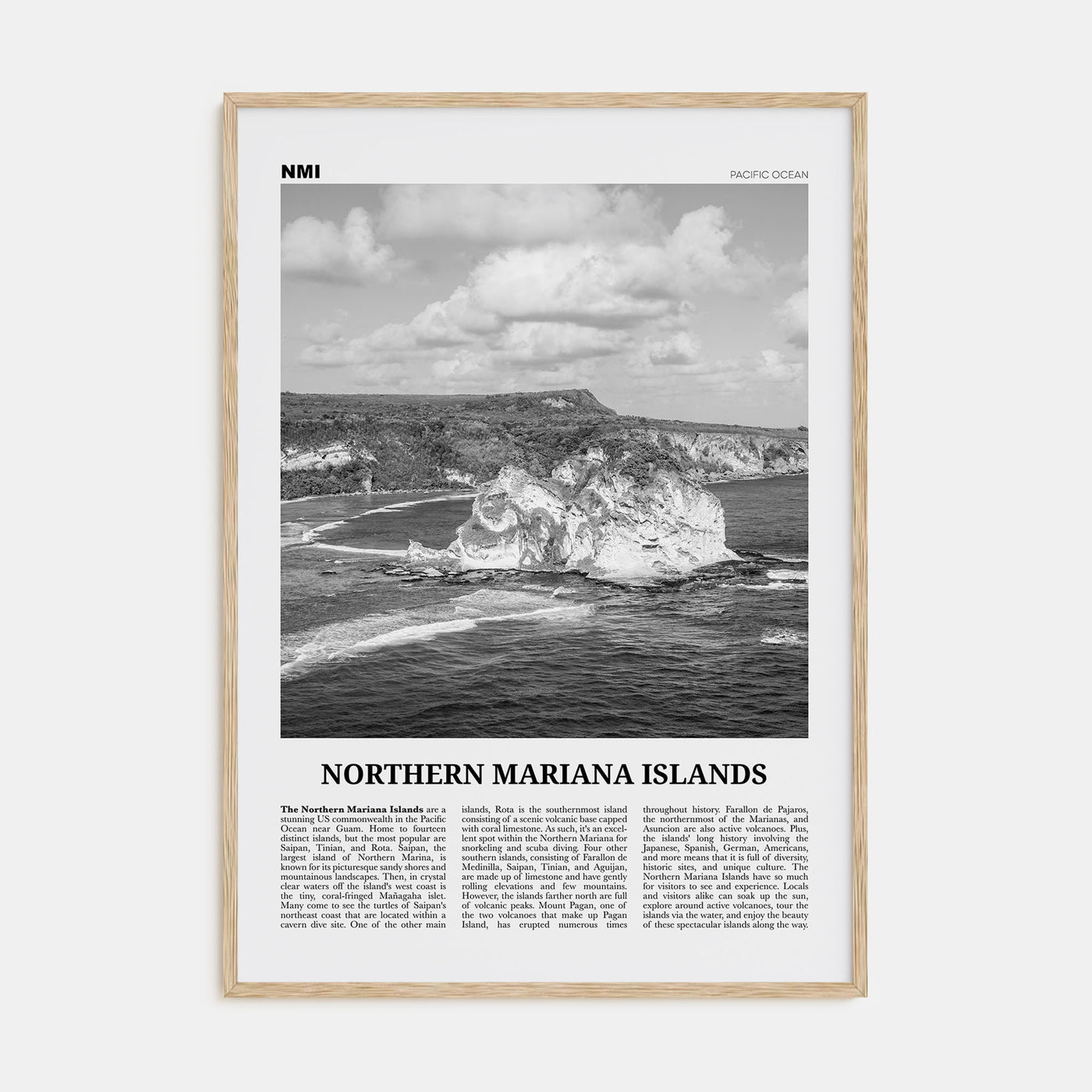 Northern Mariana Islands Travel B&W Poster