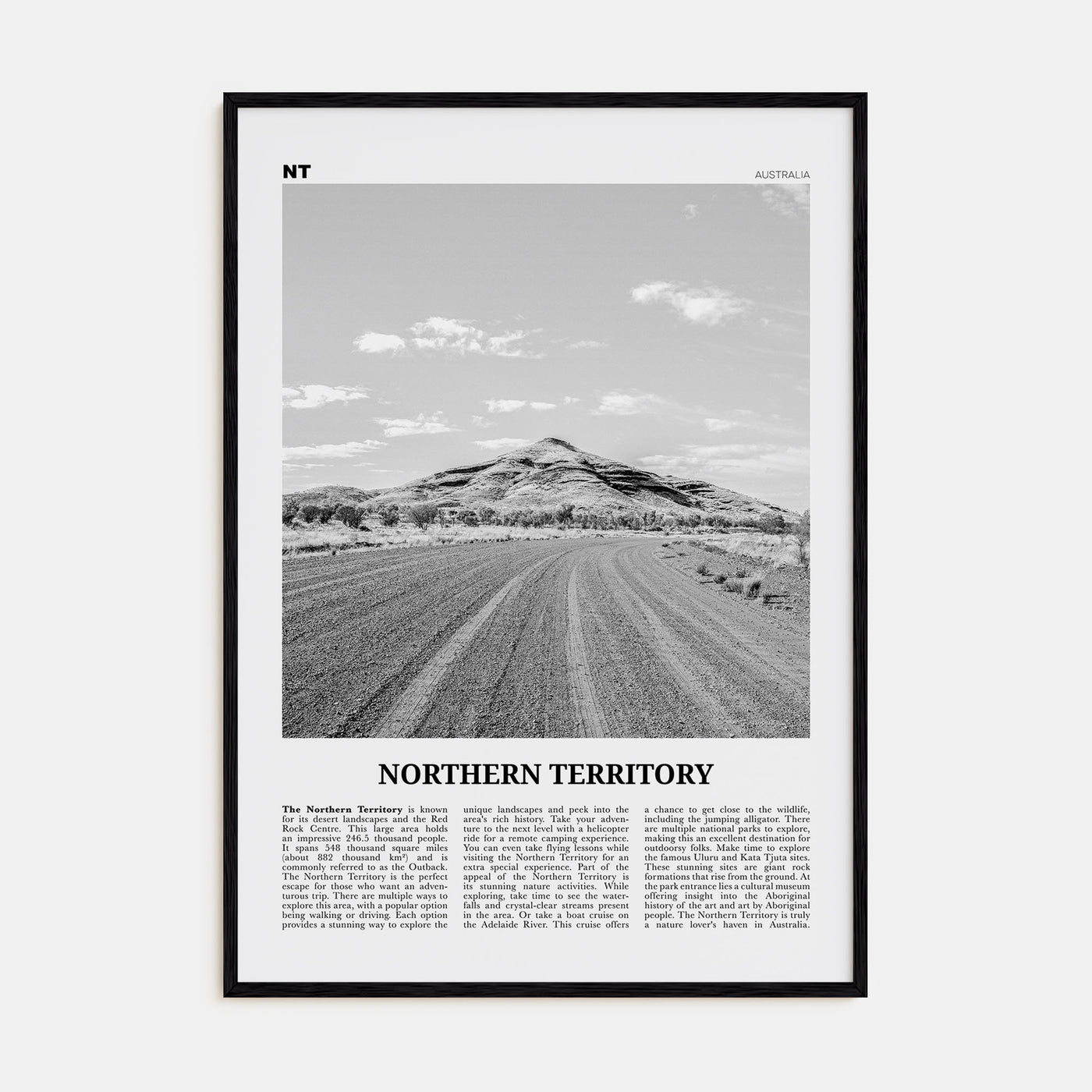 Northern Territory Travel B&W Poster