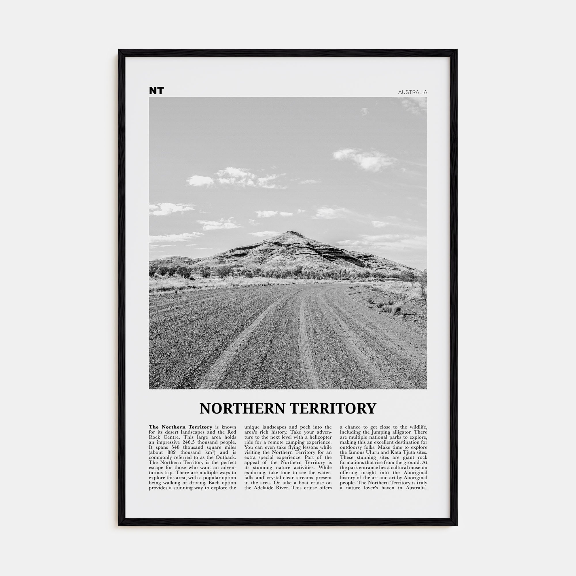 Northern Territory Travel B&W Poster