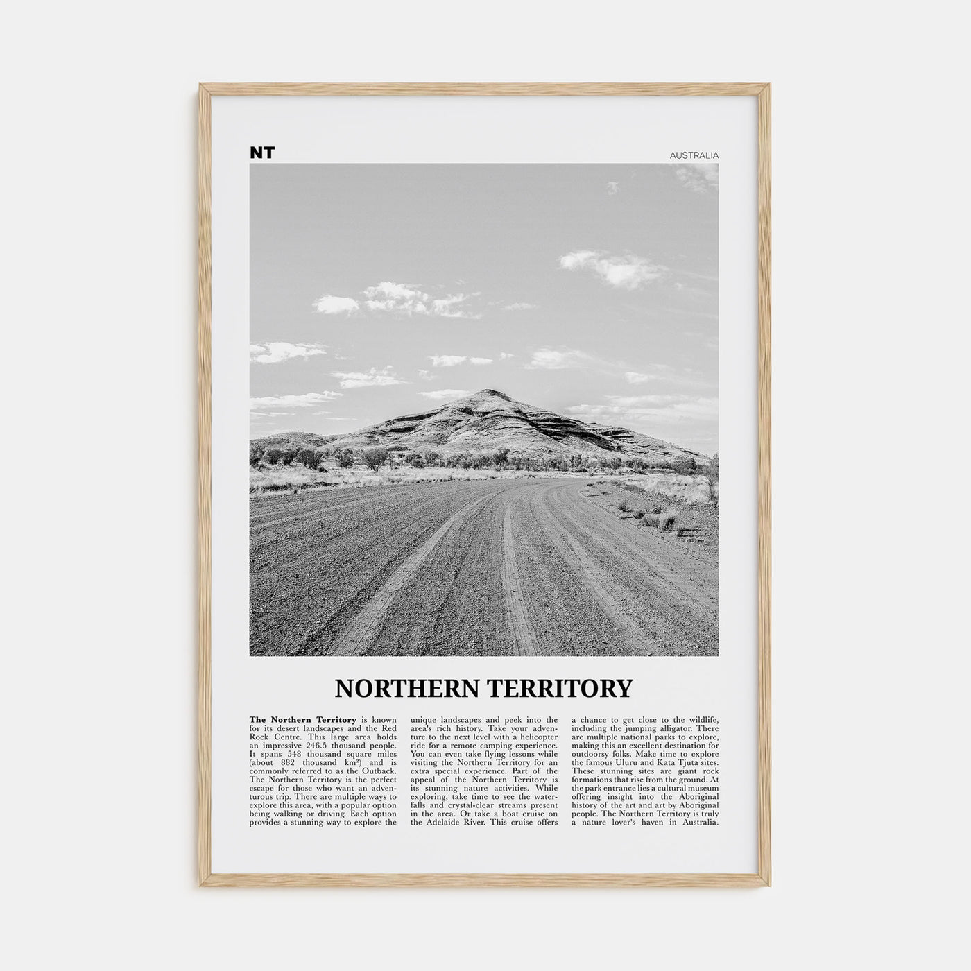 Northern Territory Travel B&W Poster