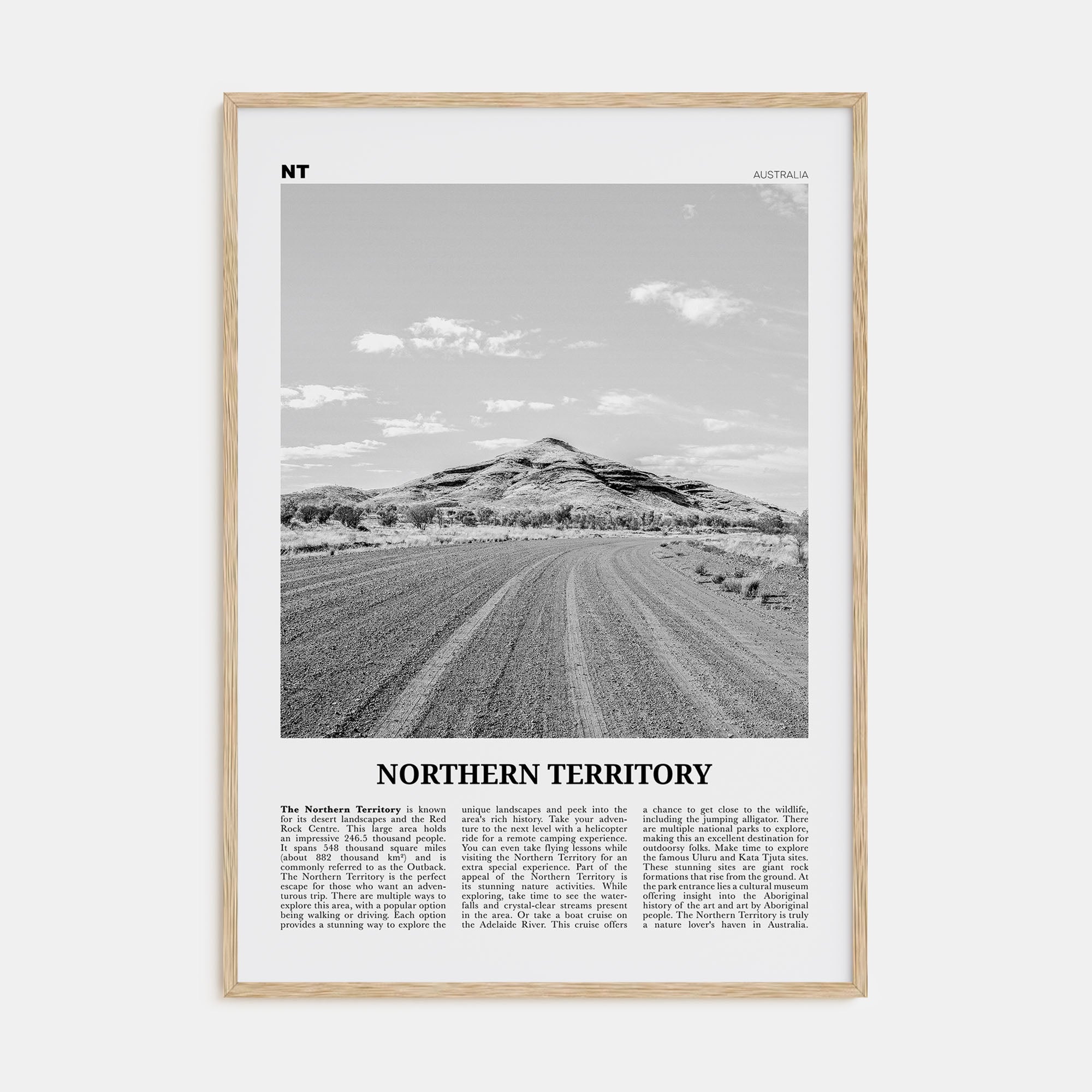 Northern Territory Travel B&W Poster