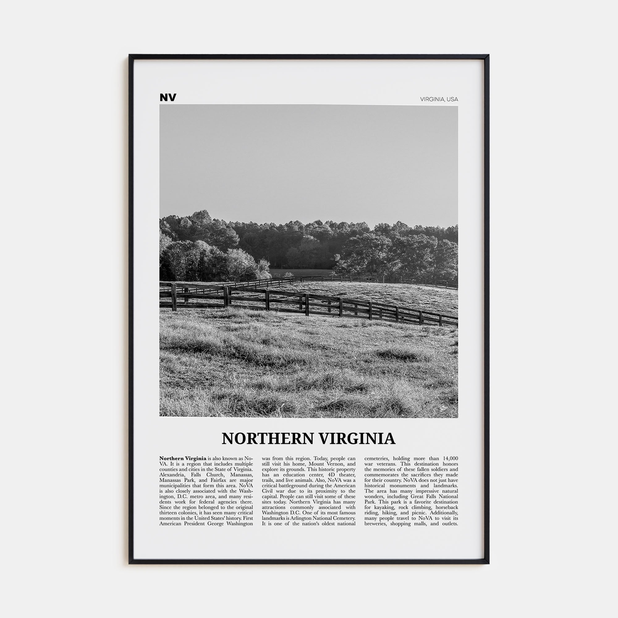 Northern Virginia Travel B&W Poster