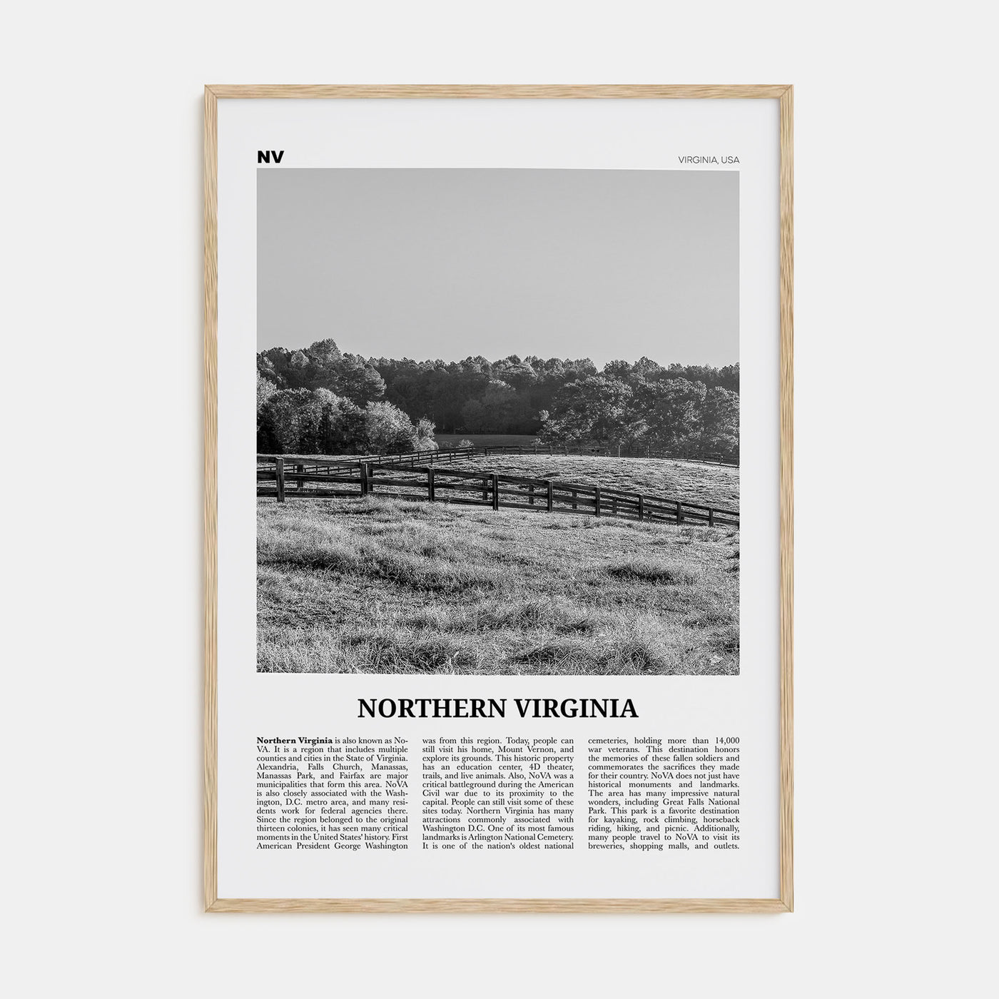 Northern Virginia Travel B&W Poster
