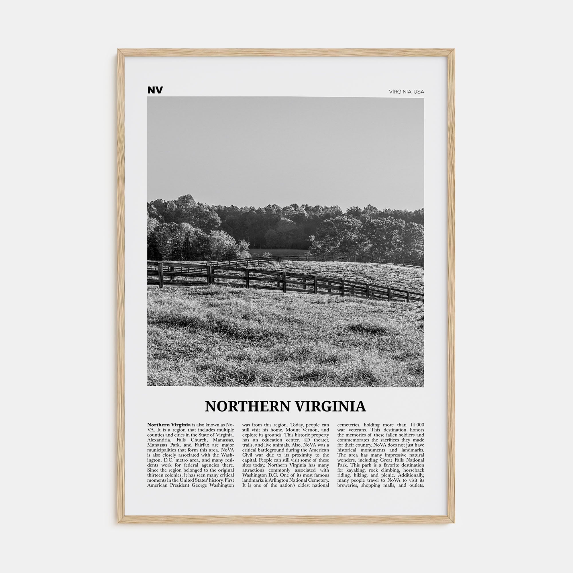 Northern Virginia Travel B&W Poster