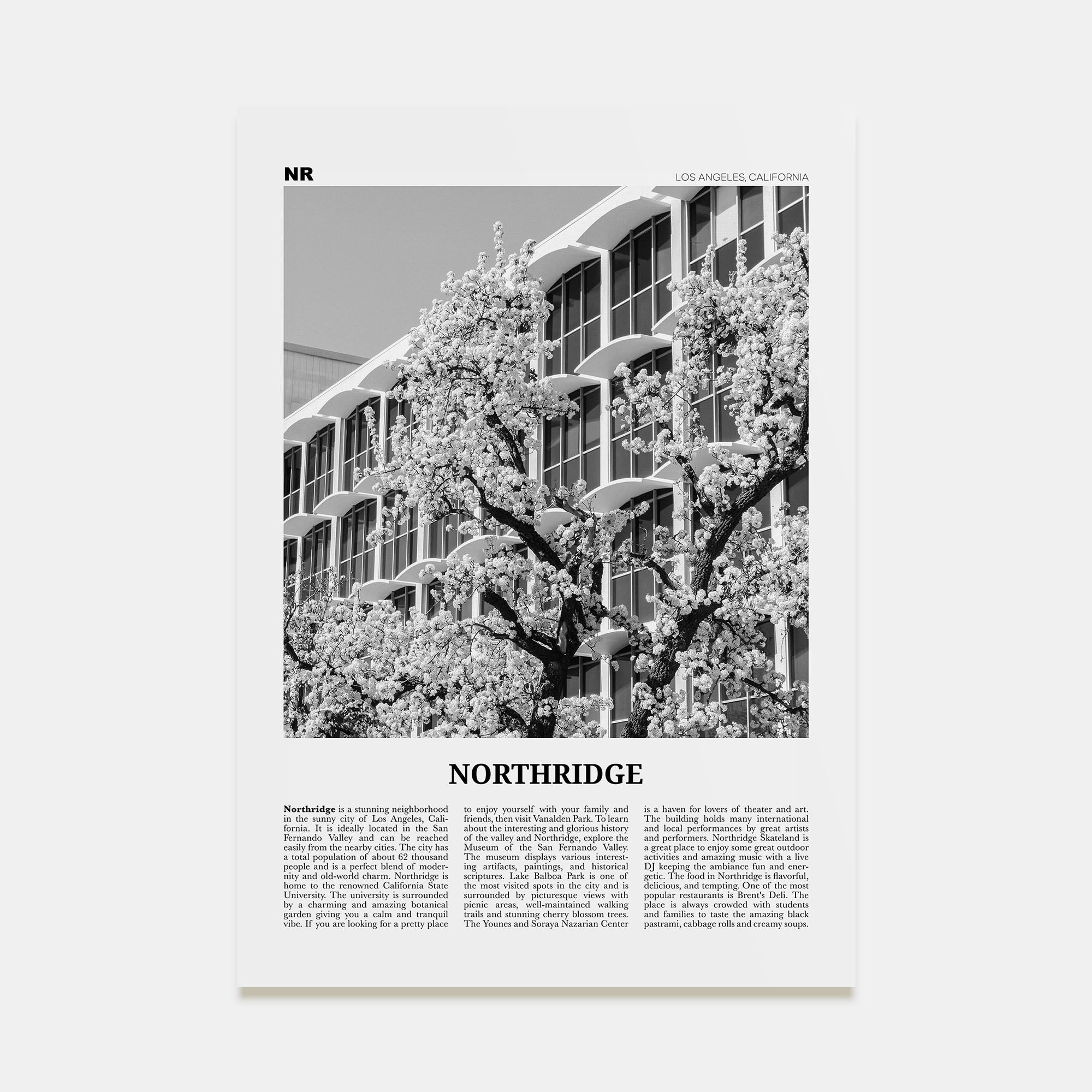 Northridge Travel B&W Poster