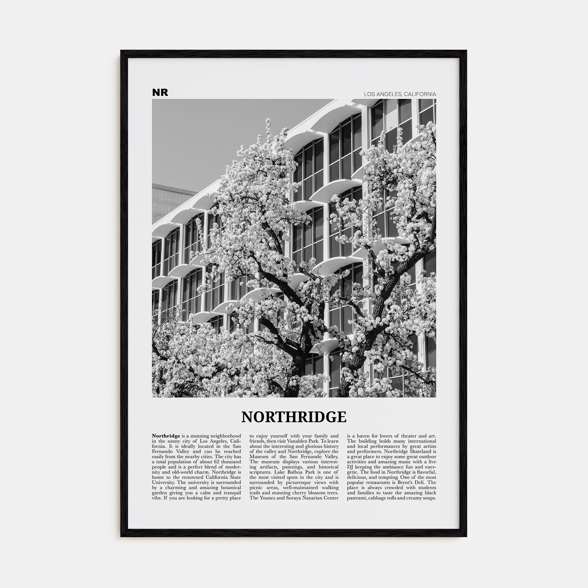 Northridge Travel B&W Poster
