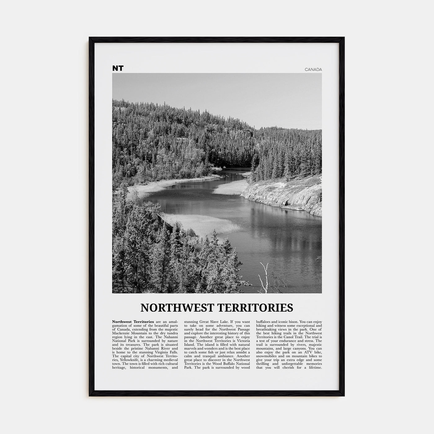 Northwest Territories Travel B&W Poster