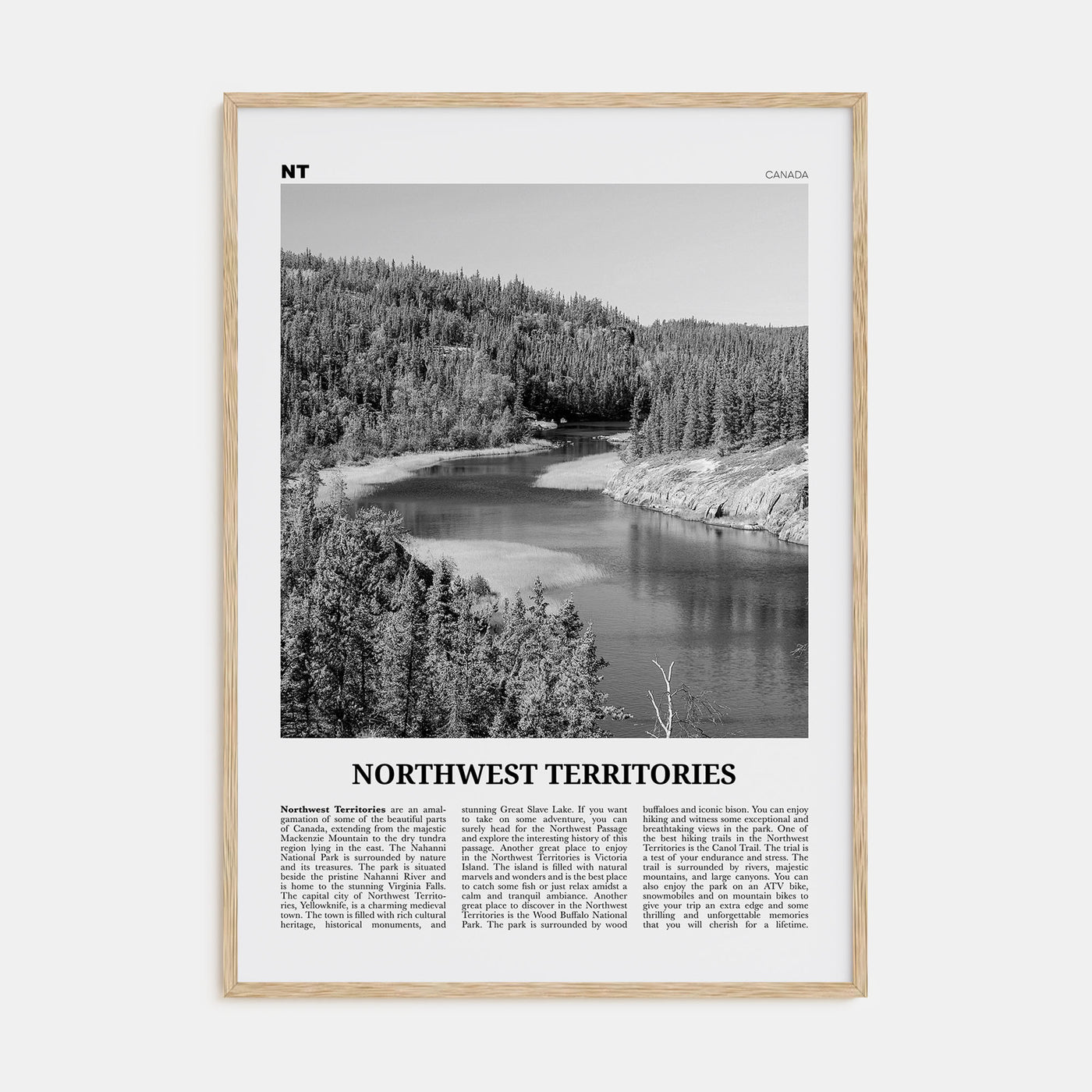 Northwest Territories Travel B&W Poster
